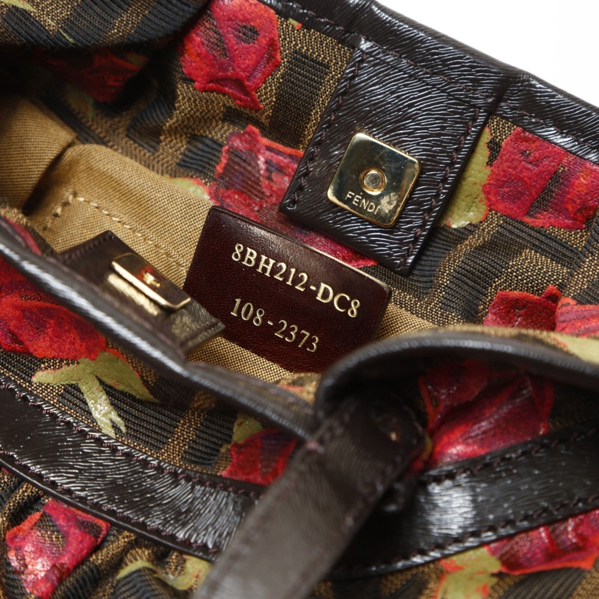 Fendi Fendi Zucca Canvas Rose Print Handbag, Brown, WS26608 Size ONE SIZE - 12 Thumbnail