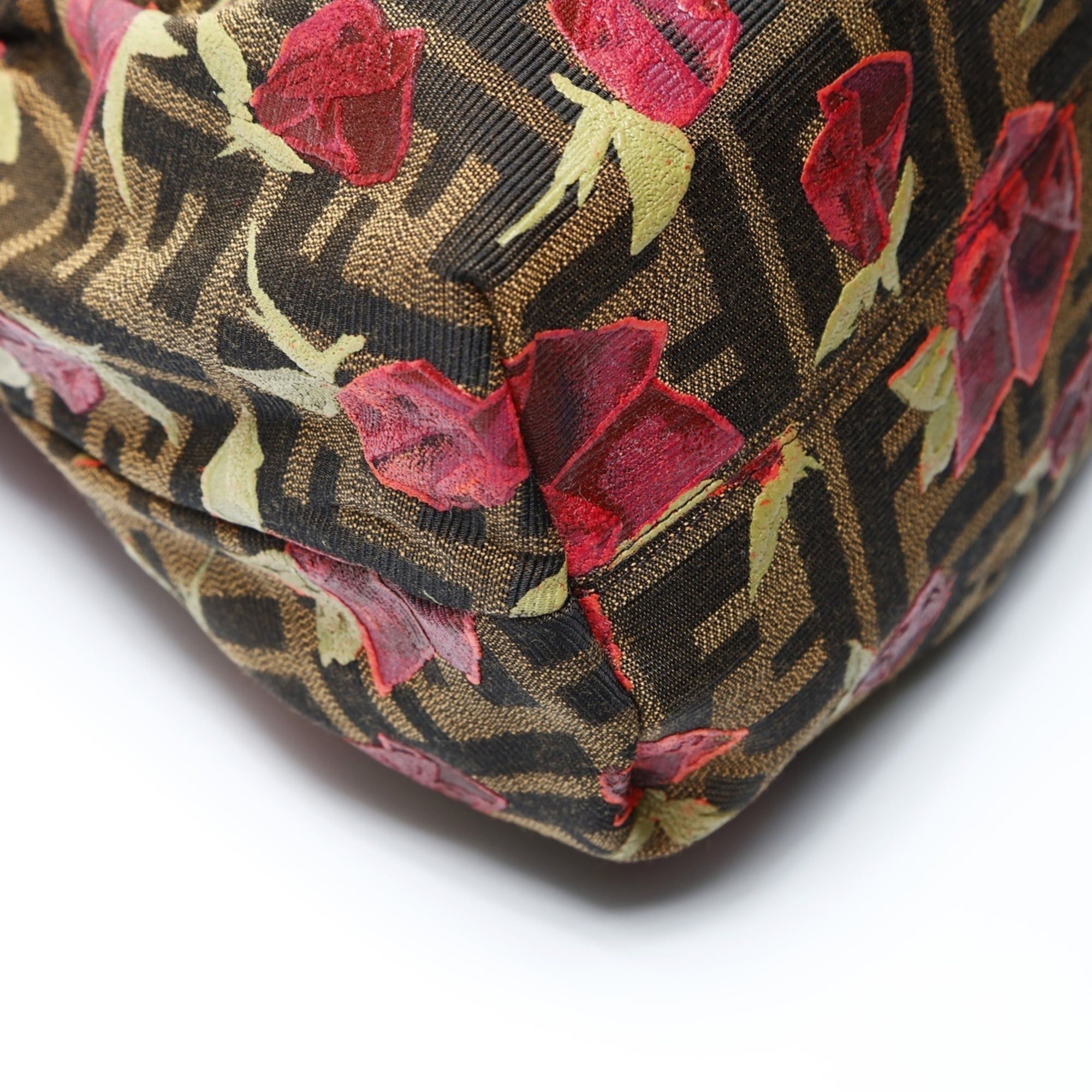 Fendi Fendi Zucca Canvas Rose Print Handbag, Brown, WS26608 Size ONE SIZE - 6 Thumbnail