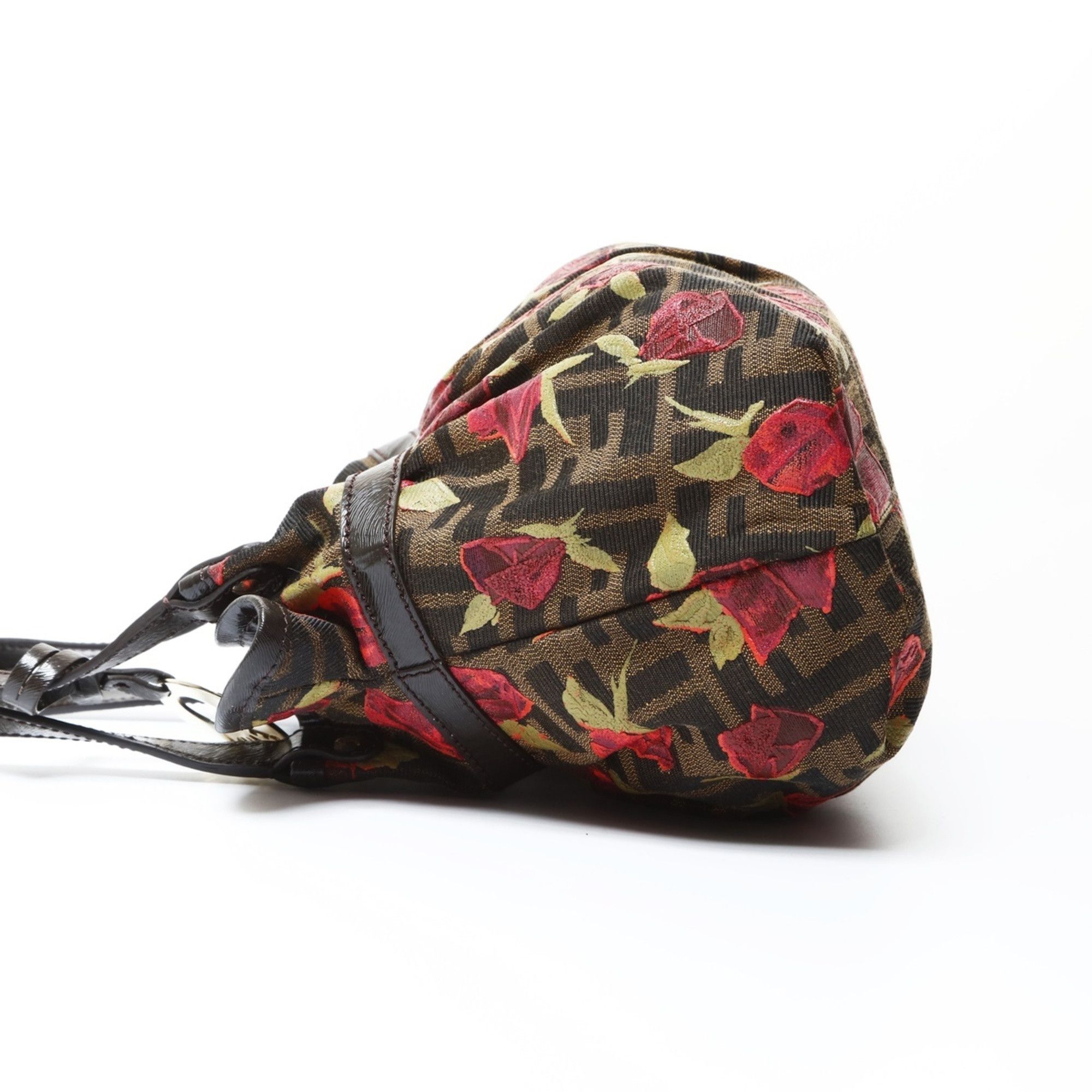Fendi Fendi Zucca Canvas Rose Print Handbag, Brown, WS26608 Size ONE SIZE - 4 Thumbnail