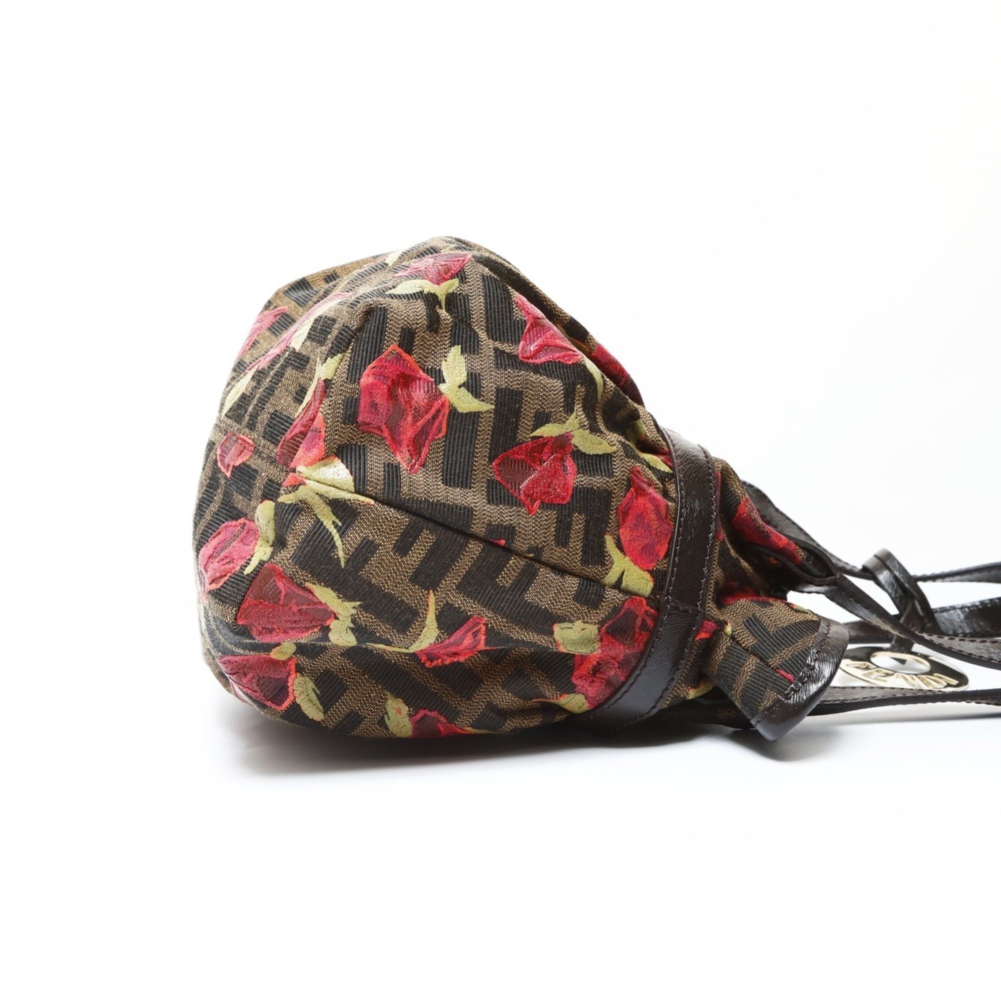 Fendi Fendi Zucca Canvas Rose Print Handbag, Brown, WS26608 Size ONE SIZE - 5 Thumbnail