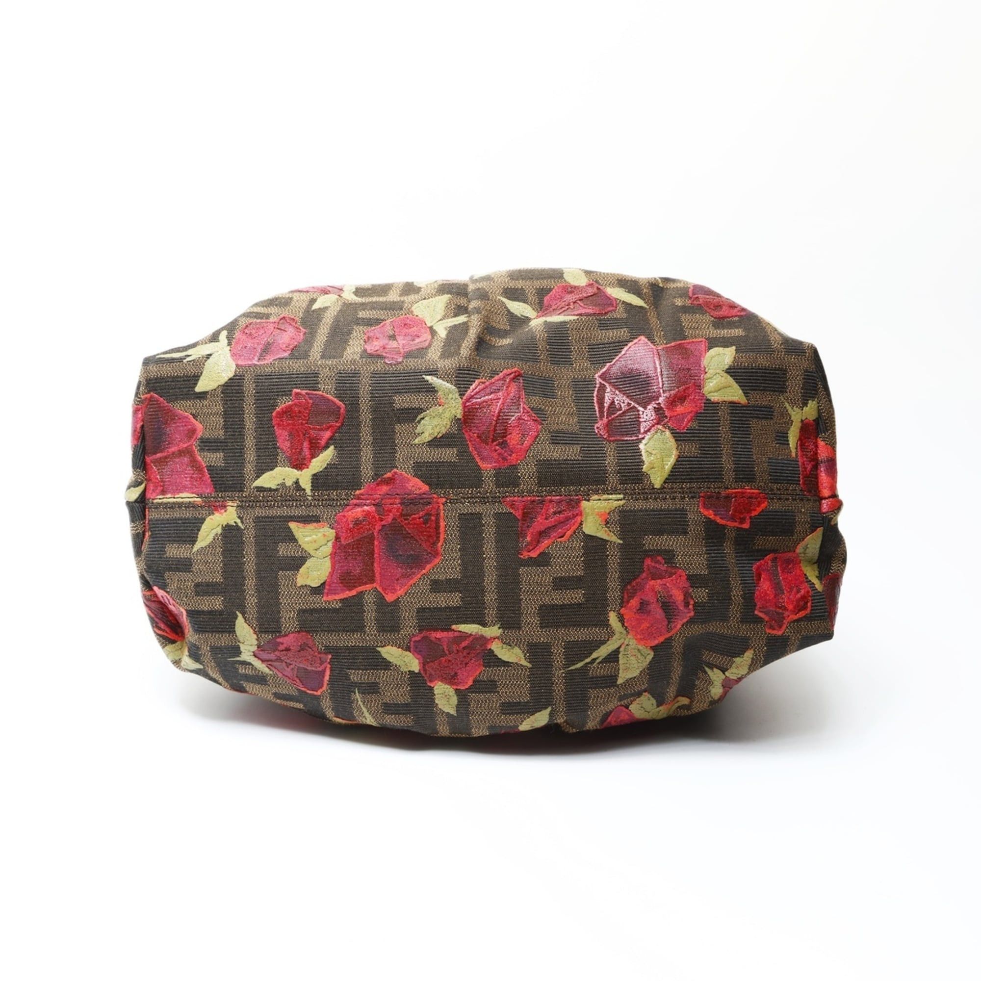 Fendi Fendi Zucca Canvas Rose Print Handbag, Brown, WS26608 Size ONE SIZE - 8 Thumbnail