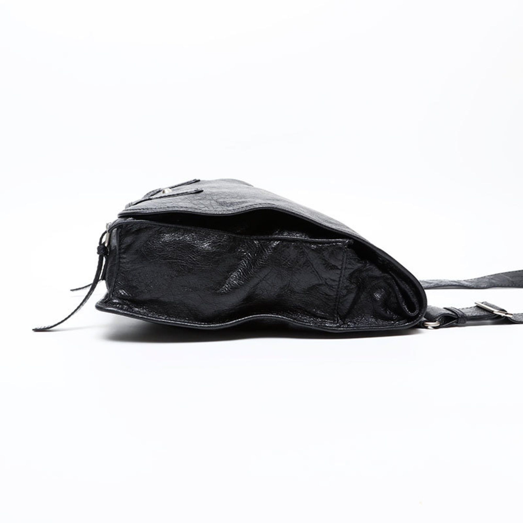 Balenciaga Balenciaga Motocross Classic Leather Shoulder Bag, Black, WS20608 Size ONE SIZE - 4 Thumbnail