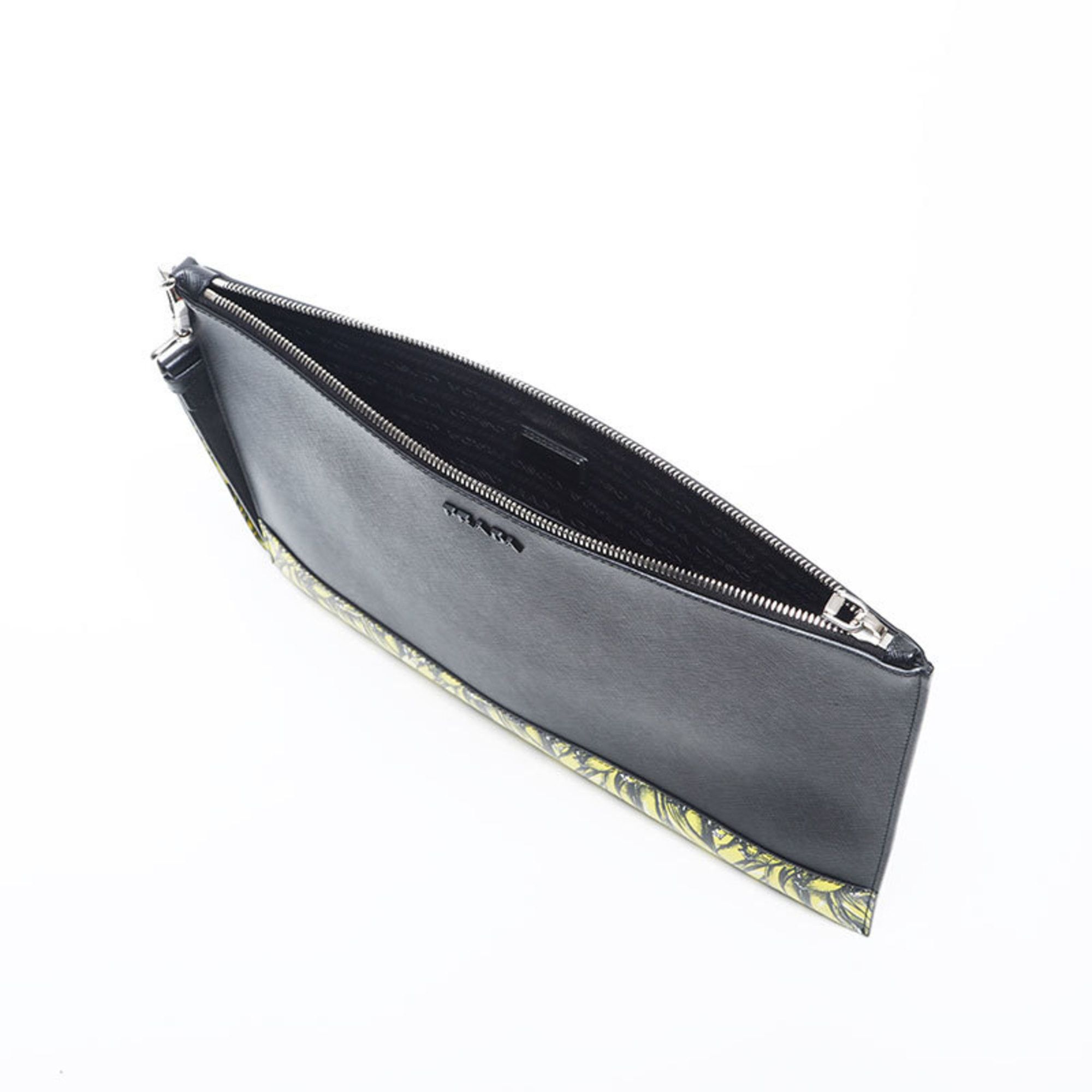 Prada Prada Saffiano Active Botanical Clutch Bag, Black, WS20003 Size ONE SIZE - 12 Thumbnail