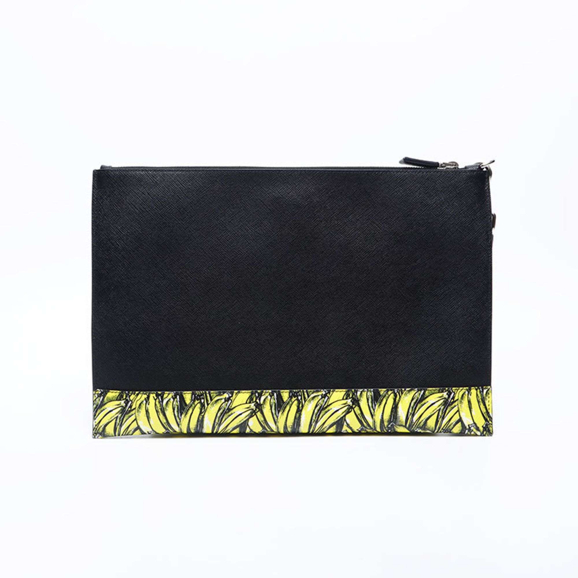 Prada Prada Saffiano Active Botanical Clutch Bag, Black, WS20003 Size ONE SIZE - 2 Thumbnail