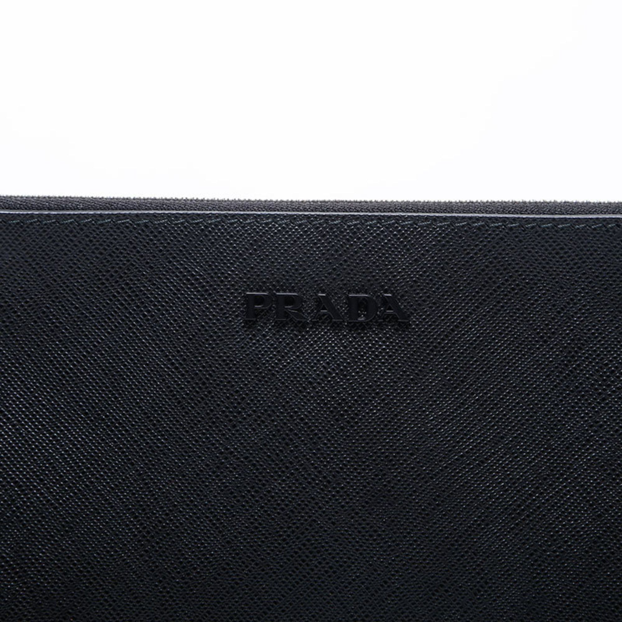 Prada Prada Saffiano Active Botanical Clutch Bag, Black, WS20003 Size ONE SIZE - 8 Thumbnail