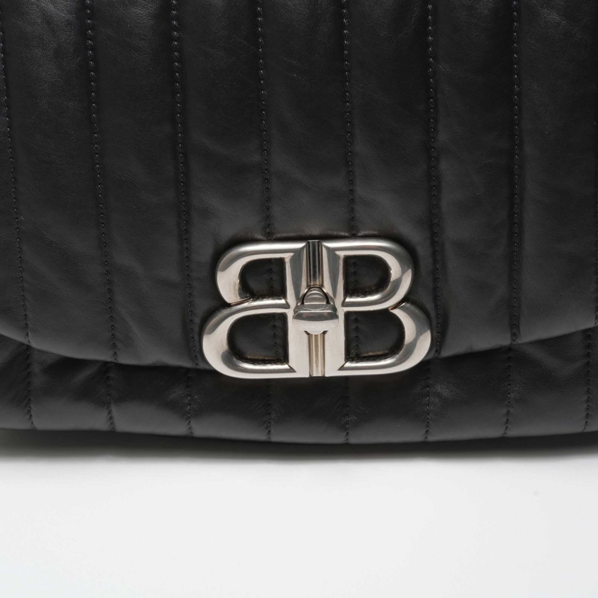 Balenciaga Balenciaga Manaco Padded Quilted Leather One-Shoulder Bag in Black (WS23584) Size ONE SIZE - 13 Thumbnail