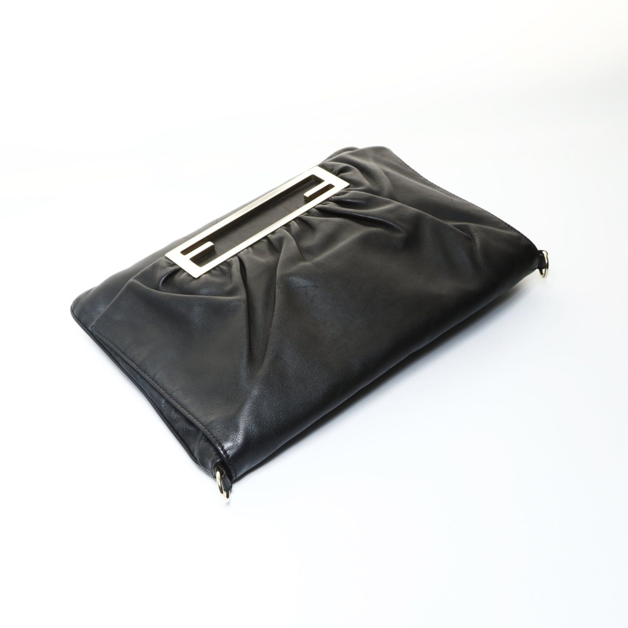 Fendi FENDI Bucket 2-way Leather Clutch Shoulder Bag Black WS25744 Size ONE SIZE - 9 Thumbnail
