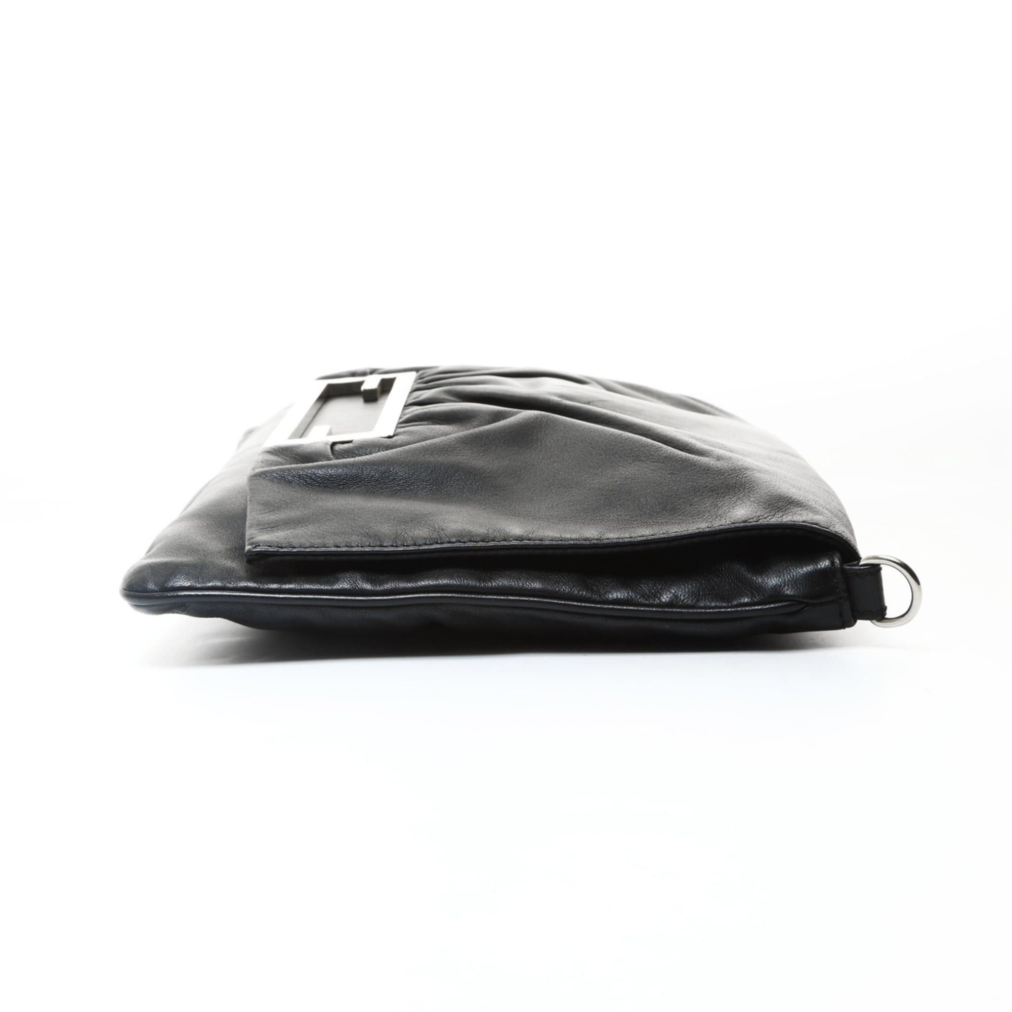 Fendi FENDI Bucket 2-way Leather Clutch Shoulder Bag Black WS25744 Size ONE SIZE - 4 Thumbnail