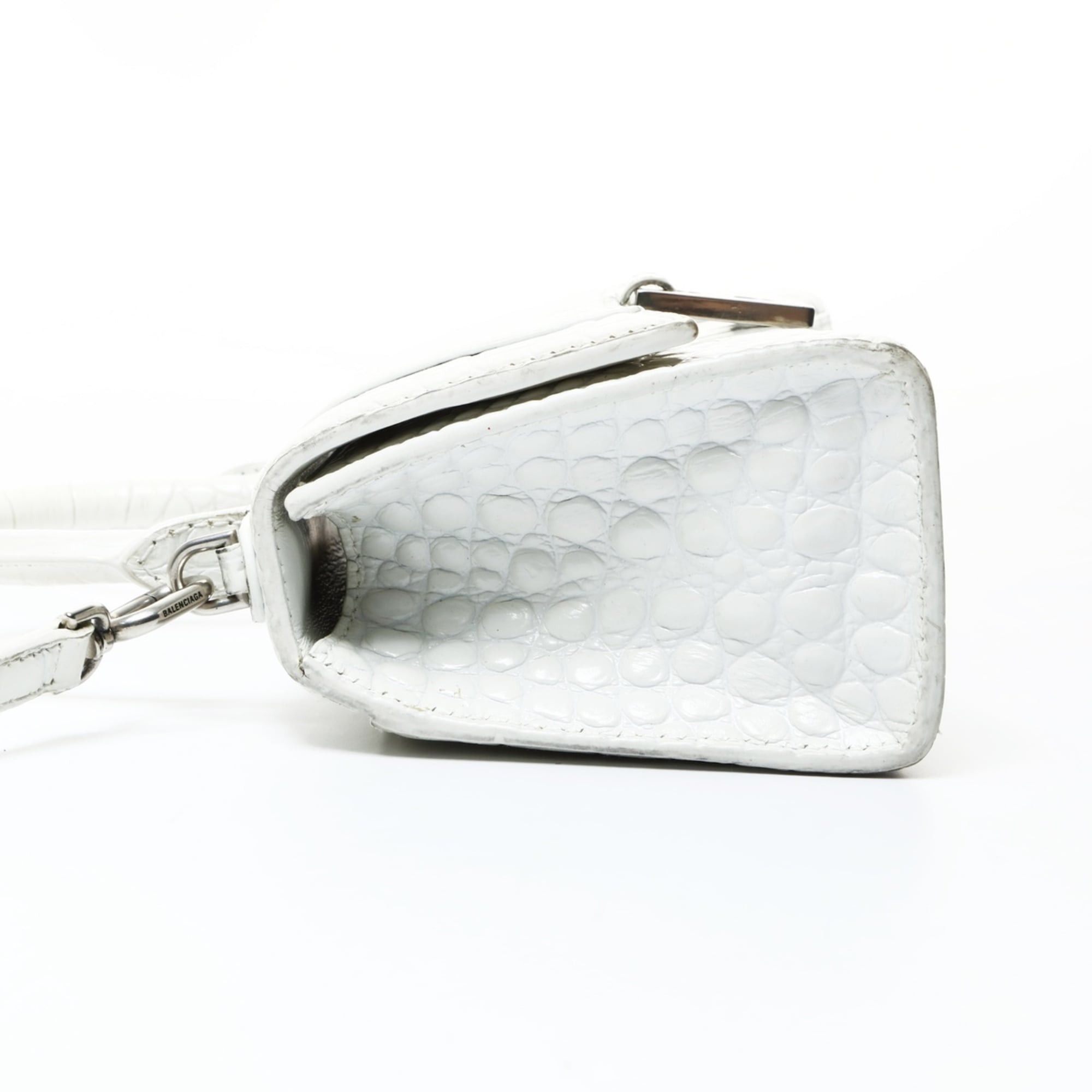 Balenciaga Balenciaga Hourglass XS 592833 2-way Embossed Leather Shoulder Bag White WS26016 Size ONE SIZE - 4 Thumbnail