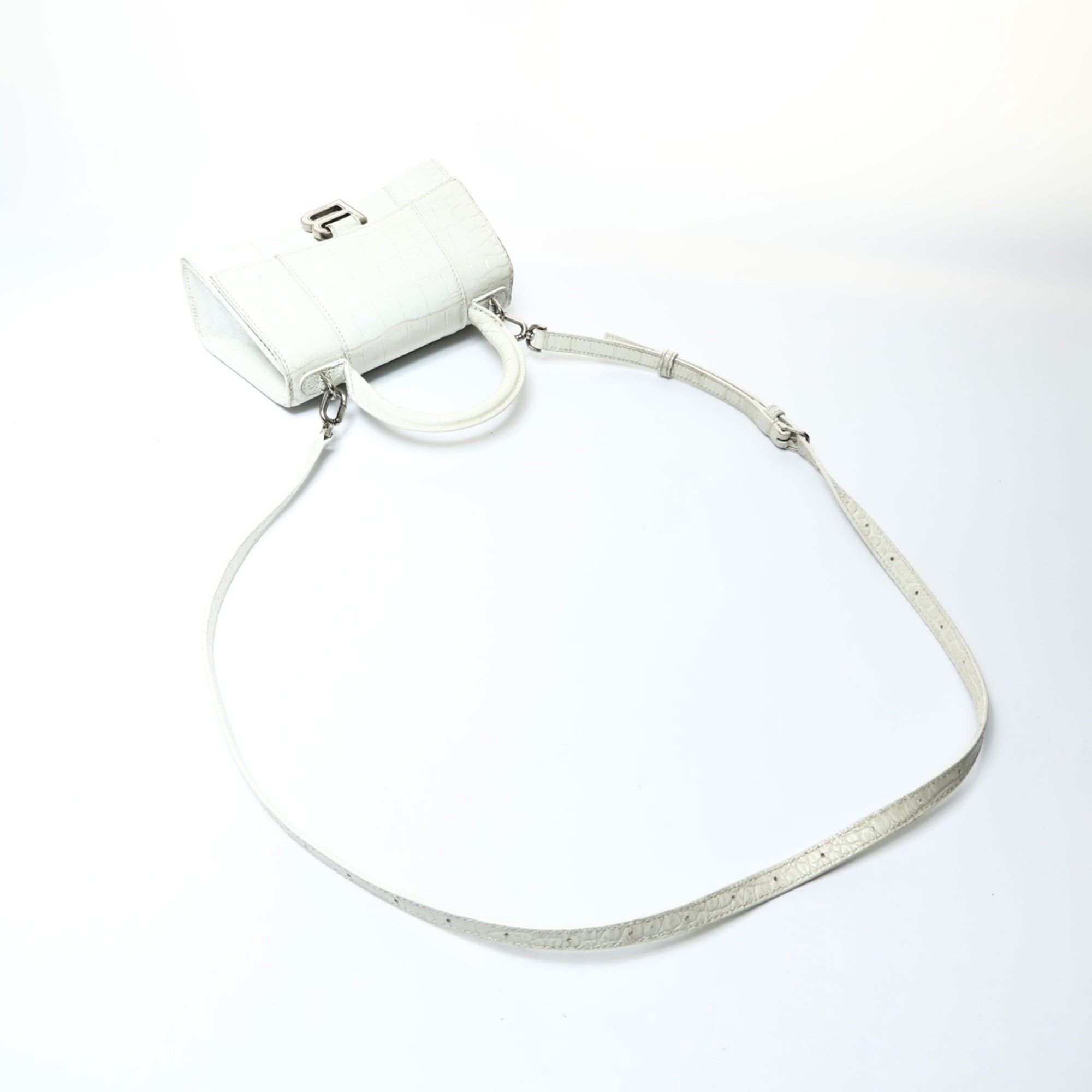Balenciaga Balenciaga Hourglass XS 592833 2-way Embossed Leather Shoulder Bag White WS26016 Size ONE SIZE - 11 Thumbnail
