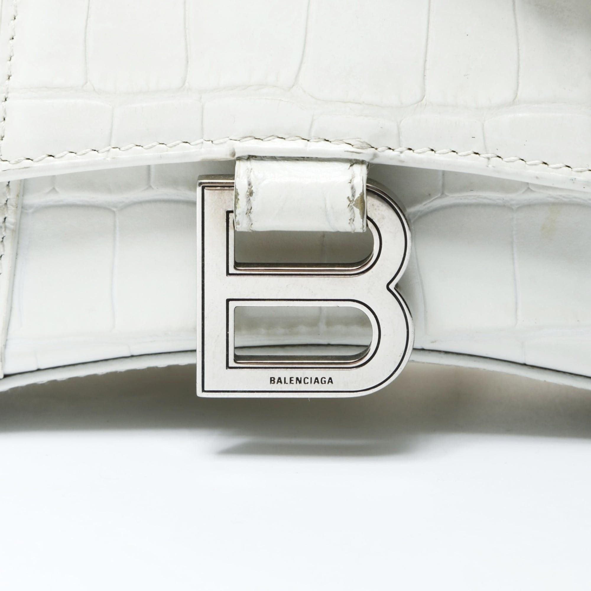 Balenciaga Balenciaga Hourglass XS 592833 2-way Embossed Leather Shoulder Bag White WS26016 Size ONE SIZE - 10 Thumbnail