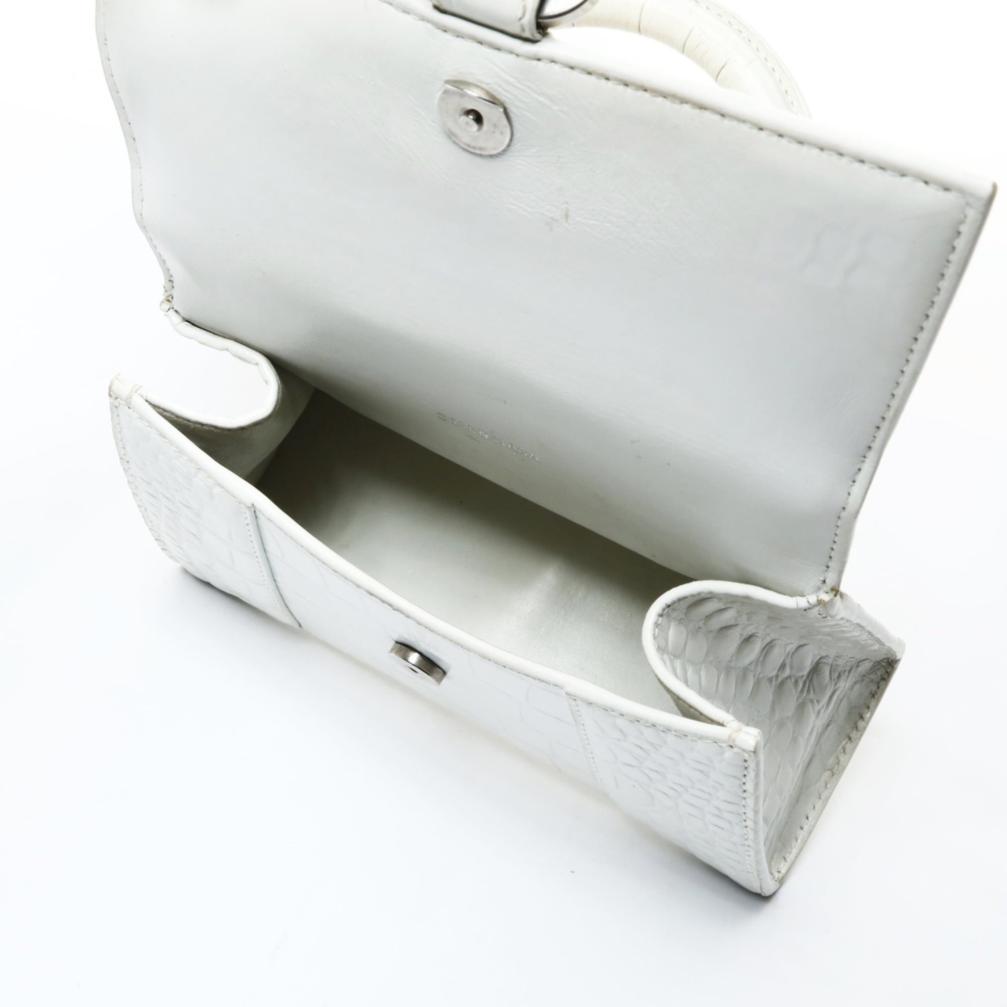 Balenciaga Balenciaga Hourglass XS 592833 2-way Embossed Leather Shoulder Bag White WS26016 Size ONE SIZE - 14 Thumbnail