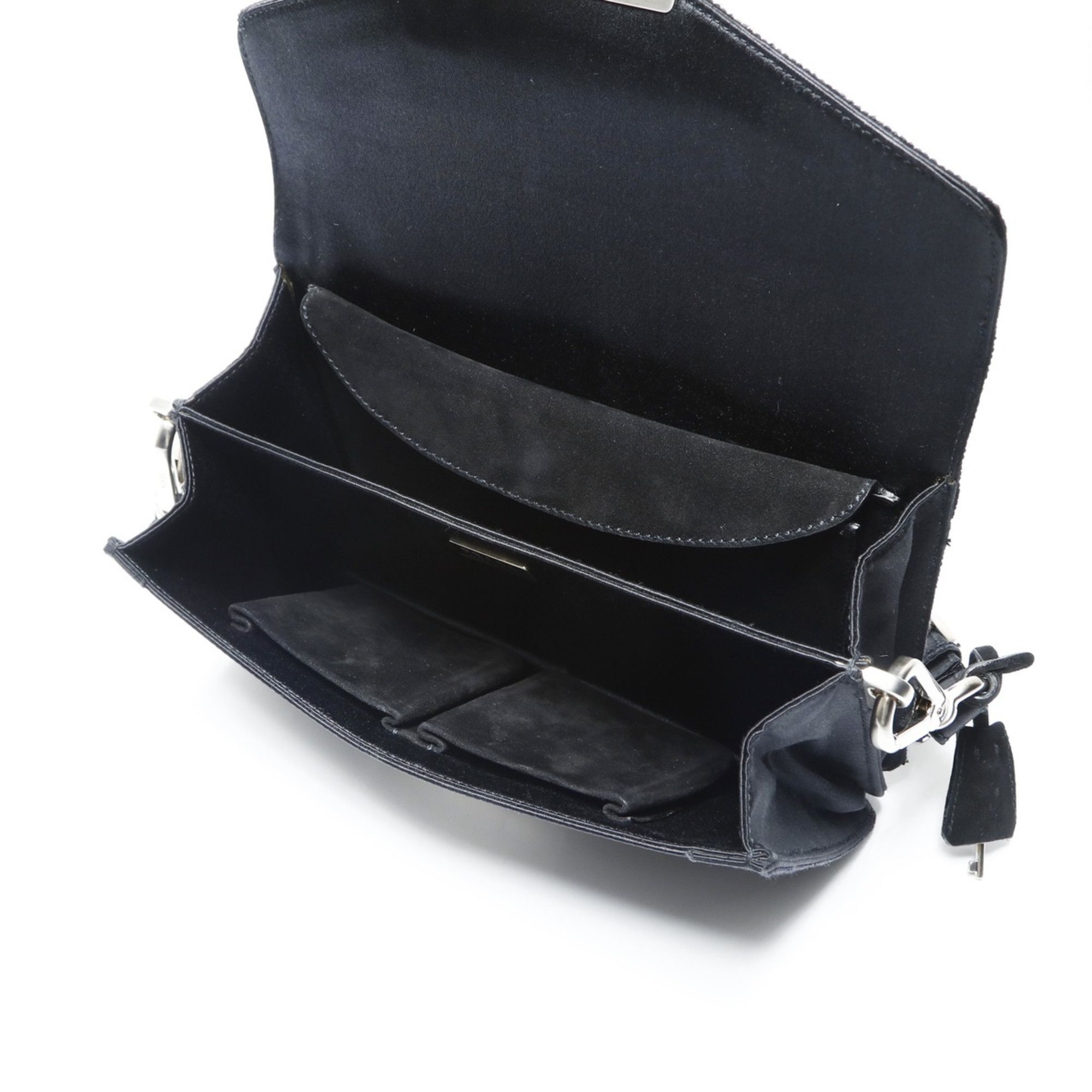 Prada Prada SOUND BRAID Satin Shoulder Bag in Black with Beaded Embroidery, WS23743 Size ONE SIZE - 13 Thumbnail
