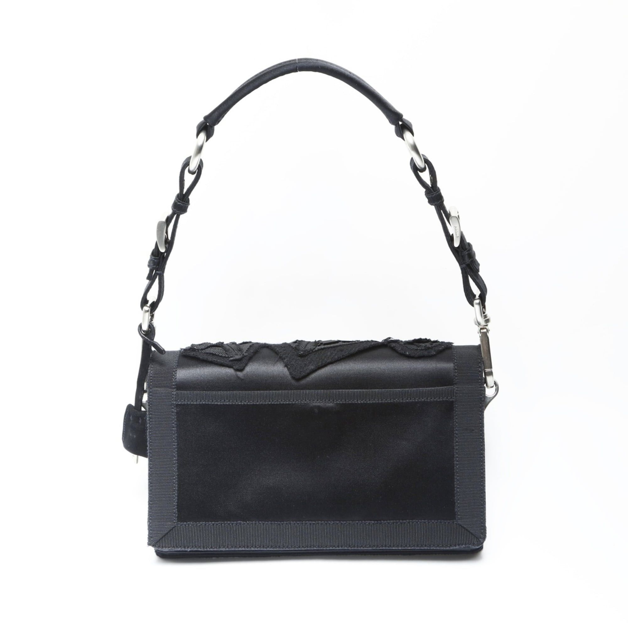 Prada Prada SOUND BRAID Satin Shoulder Bag in Black with Beaded Embroidery, WS23743 Size ONE SIZE - 3 Thumbnail