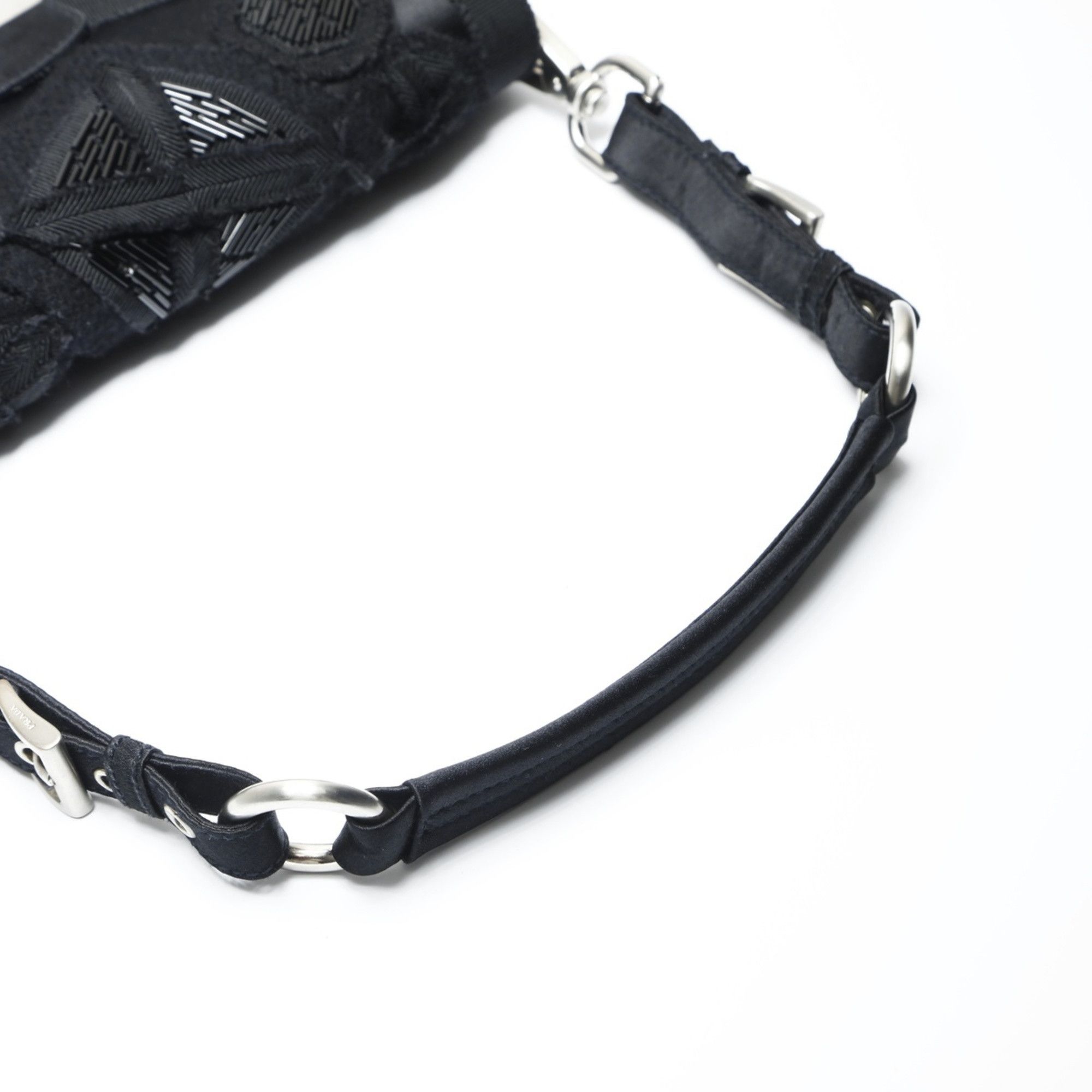 Prada Prada SOUND BRAID Satin Shoulder Bag in Black with Beaded Embroidery, WS23743 Size ONE SIZE - 14 Thumbnail