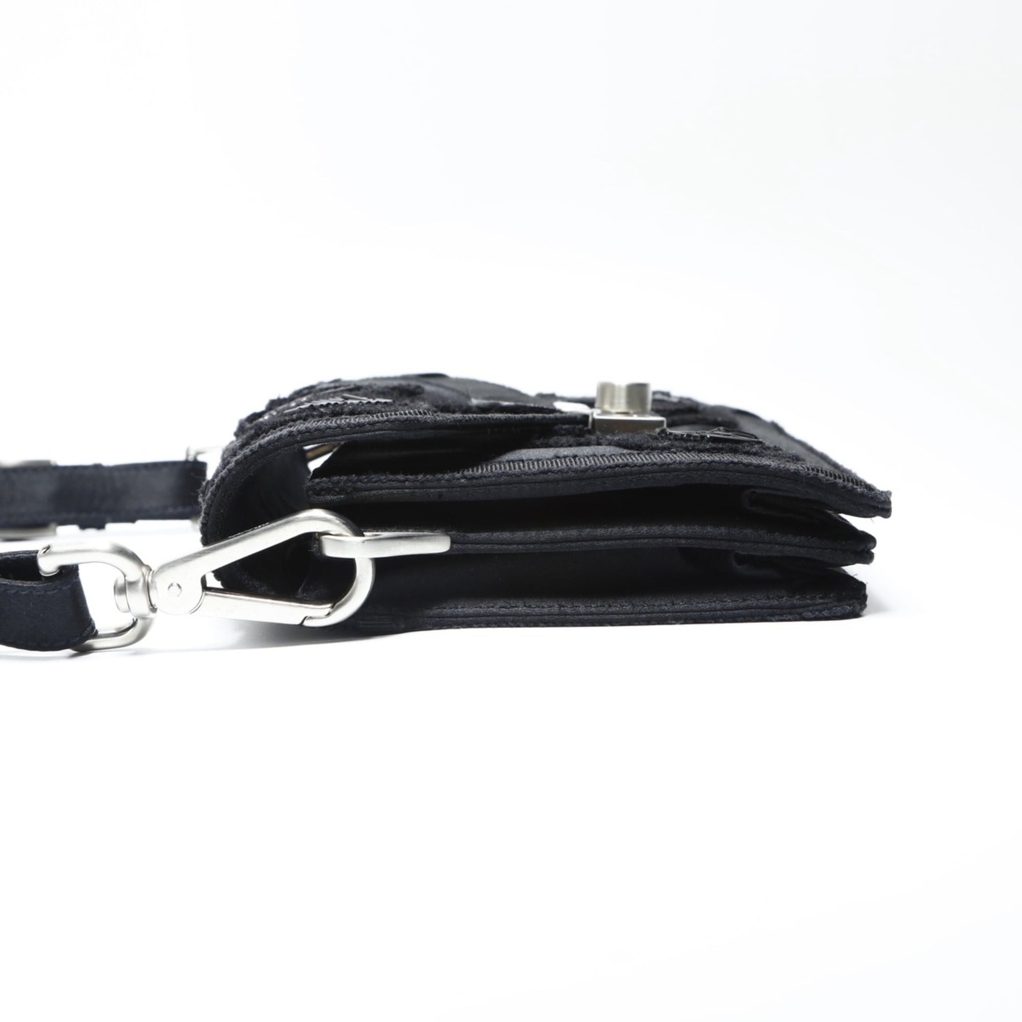 Prada Prada SOUND BRAID Satin Shoulder Bag in Black with Beaded Embroidery, WS23743 Size ONE SIZE - 4 Thumbnail