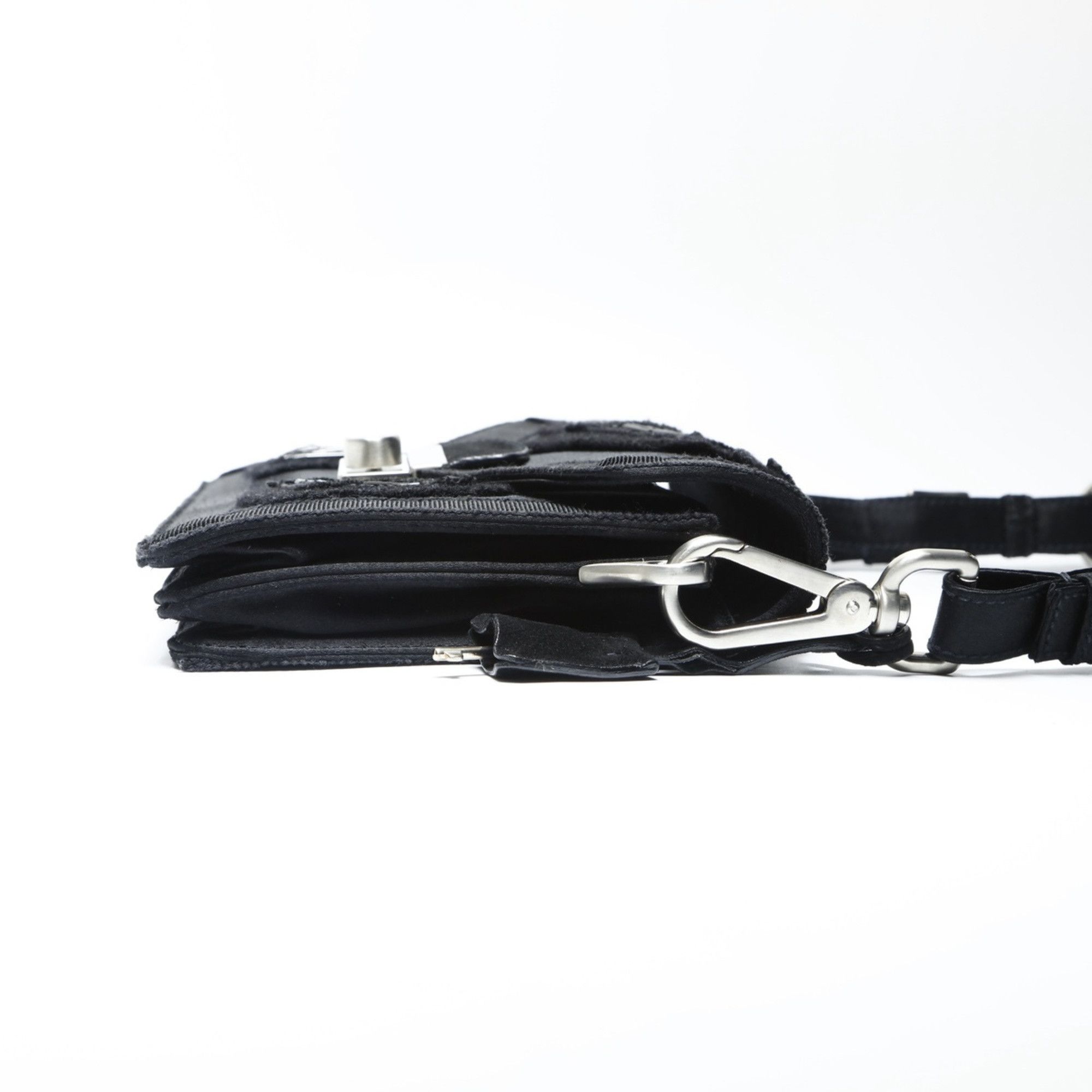Prada Prada SOUND BRAID Satin Shoulder Bag in Black with Beaded Embroidery, WS23743 Size ONE SIZE - 5 Thumbnail