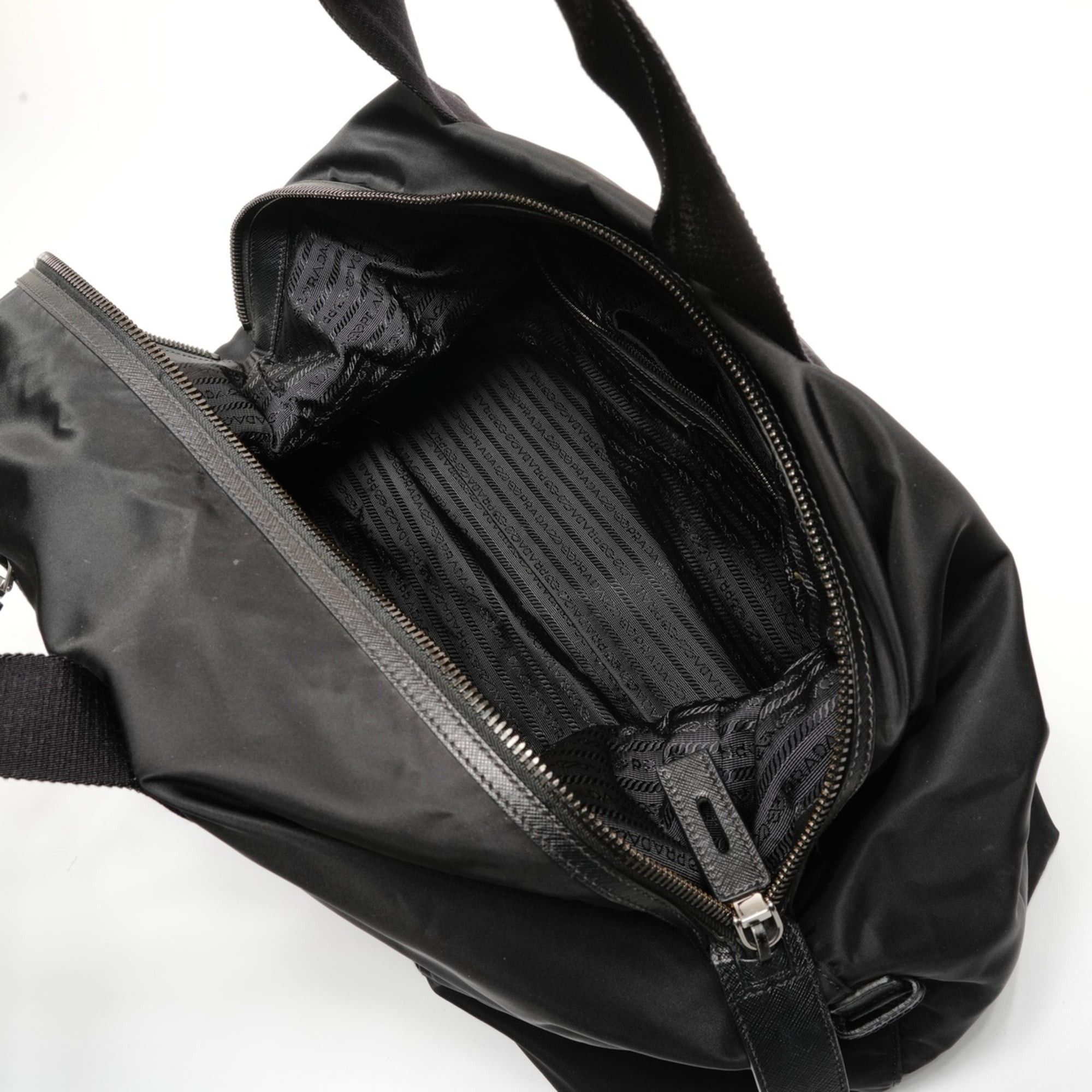 Prada Prada Nylon Triangle Logo Travel Bag/Boston Bag, Black, WS26682 Size ONE SIZE - 12 Thumbnail