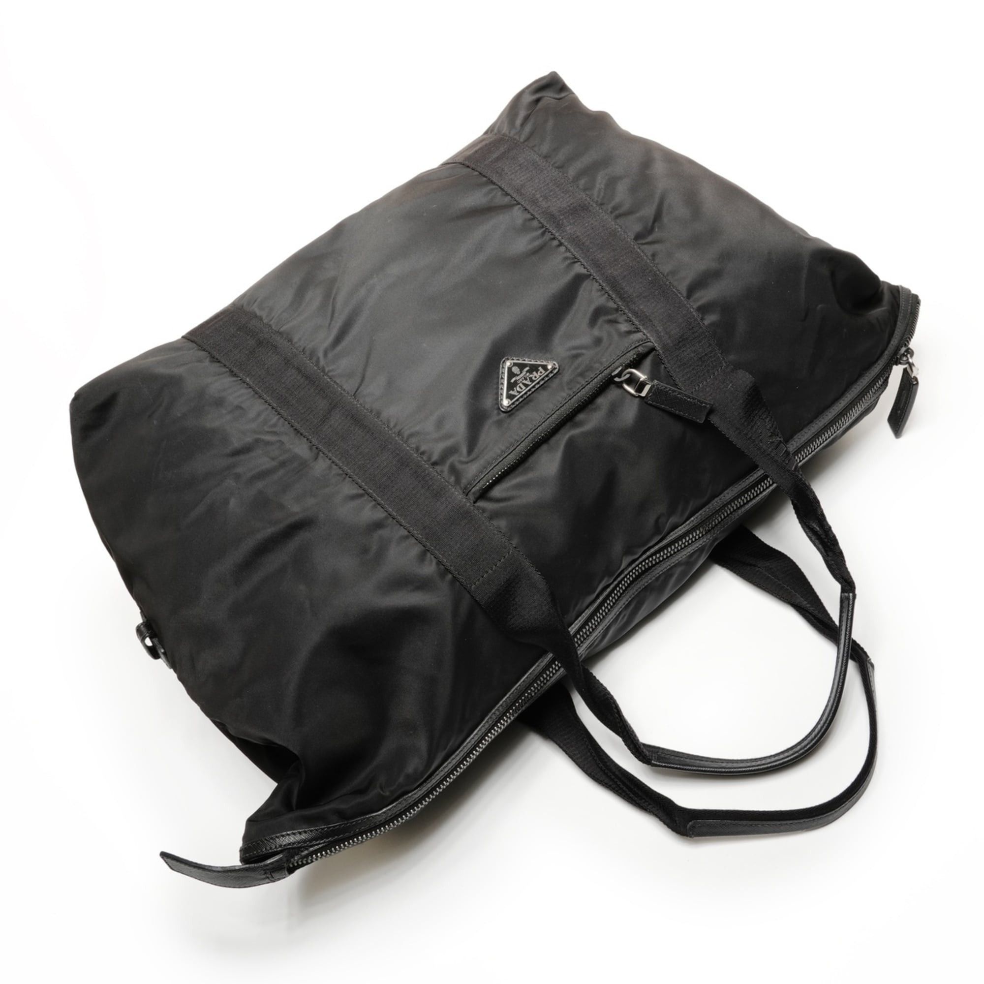 Prada Prada Nylon Triangle Logo Travel Bag/Boston Bag, Black, WS26682 Size ONE SIZE - 9 Thumbnail