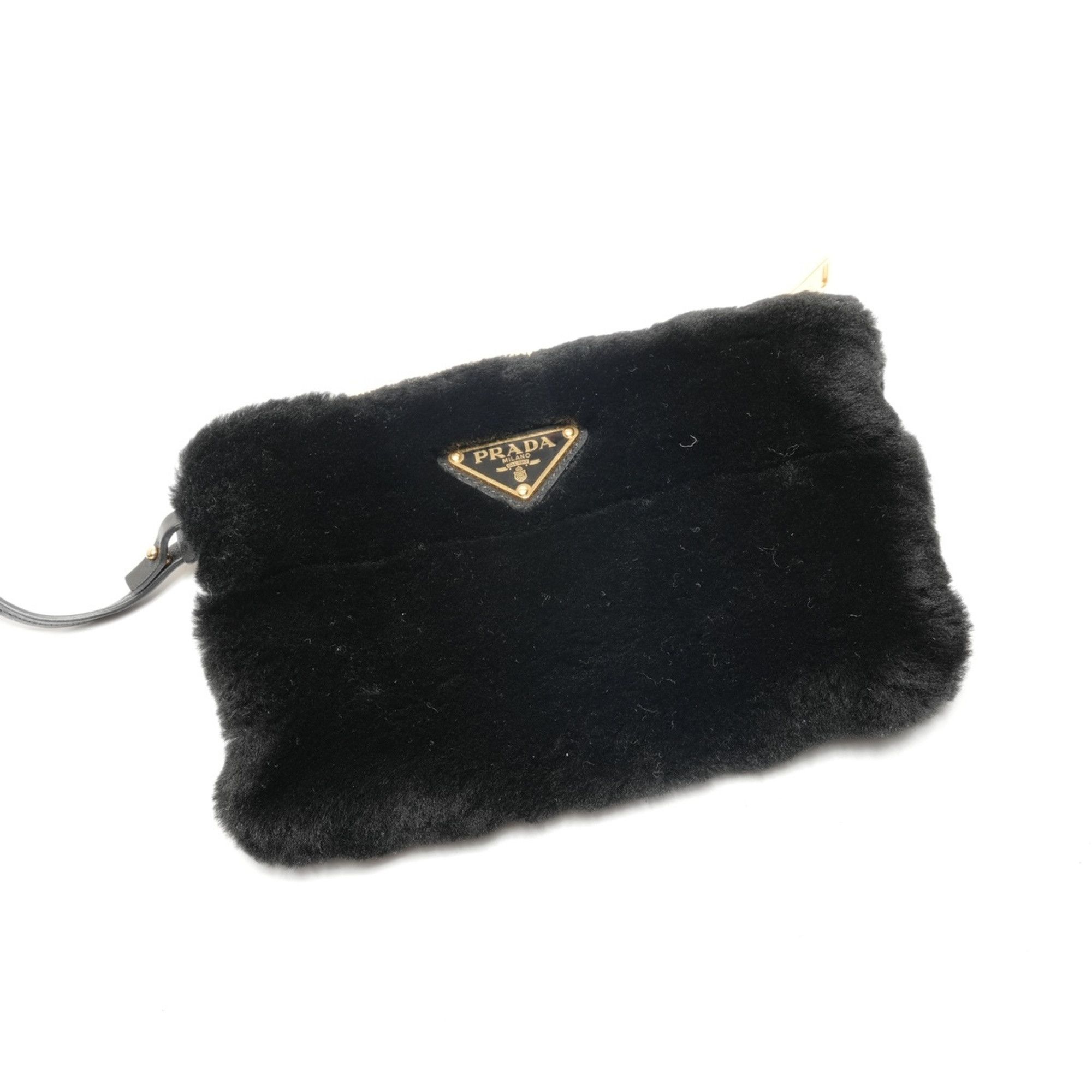 Prada Prada Shearling and Sheepfur Logo 2-Way Handbag, Black, WS27109 Size ONE SIZE - 16 Thumbnail