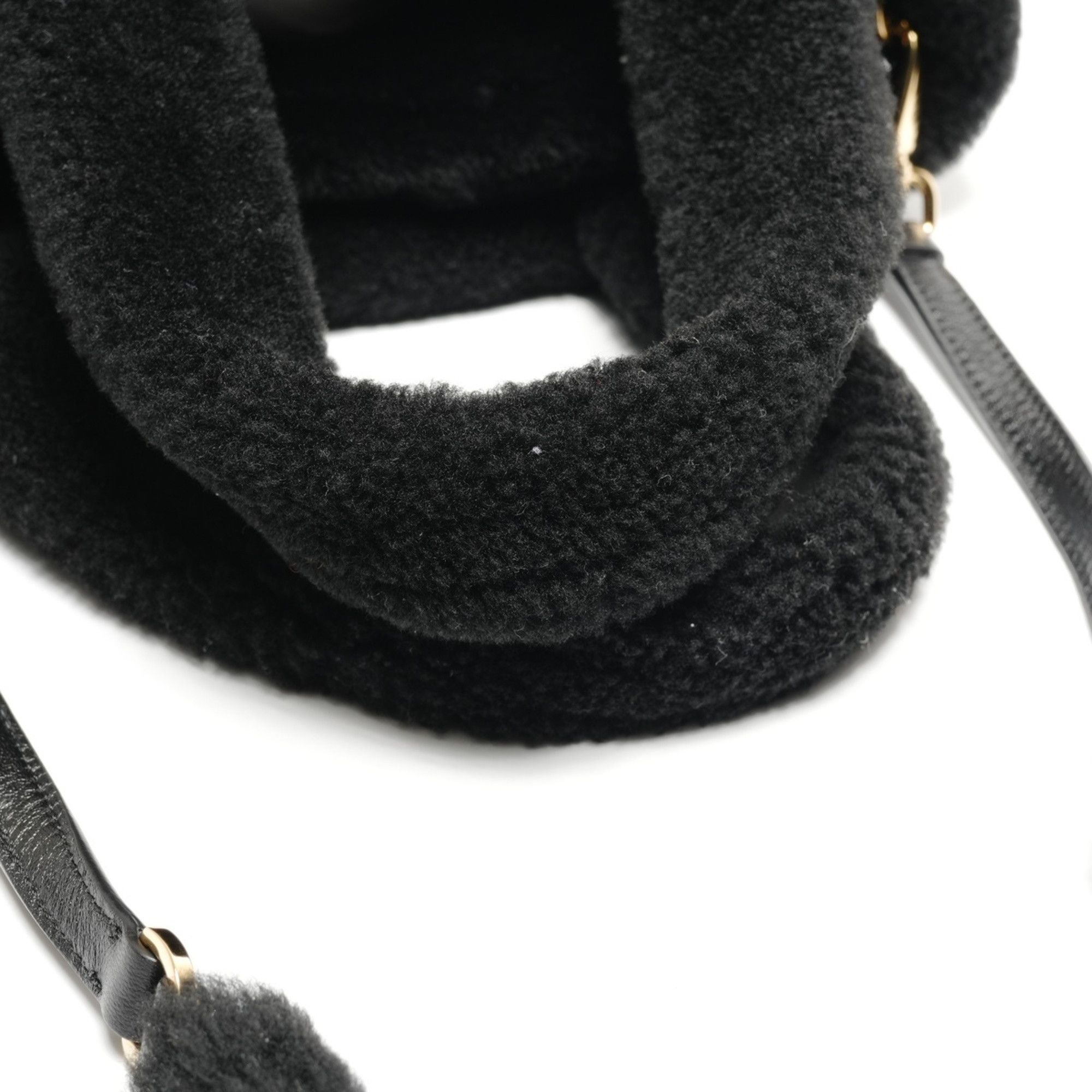 Prada Prada Shearling and Sheepfur Logo 2-Way Handbag, Black, WS27109 Size ONE SIZE - 14 Thumbnail