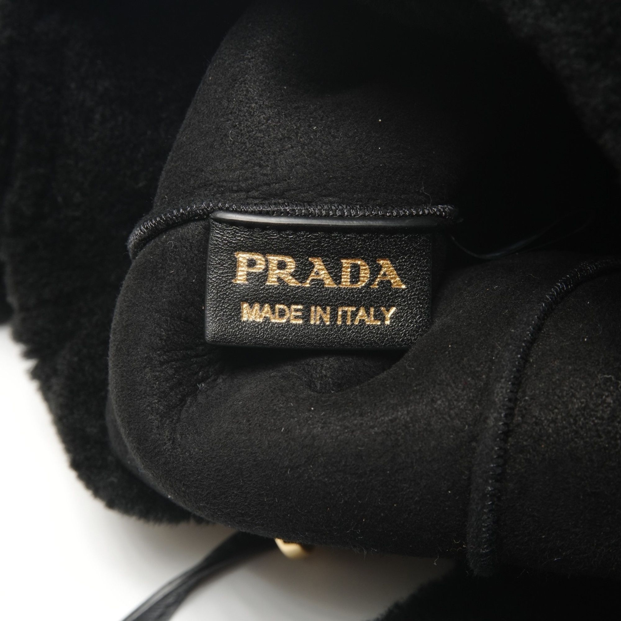 Prada Prada Shearling and Sheepfur Logo 2-Way Handbag, Black, WS27109 Size ONE SIZE - 11 Thumbnail