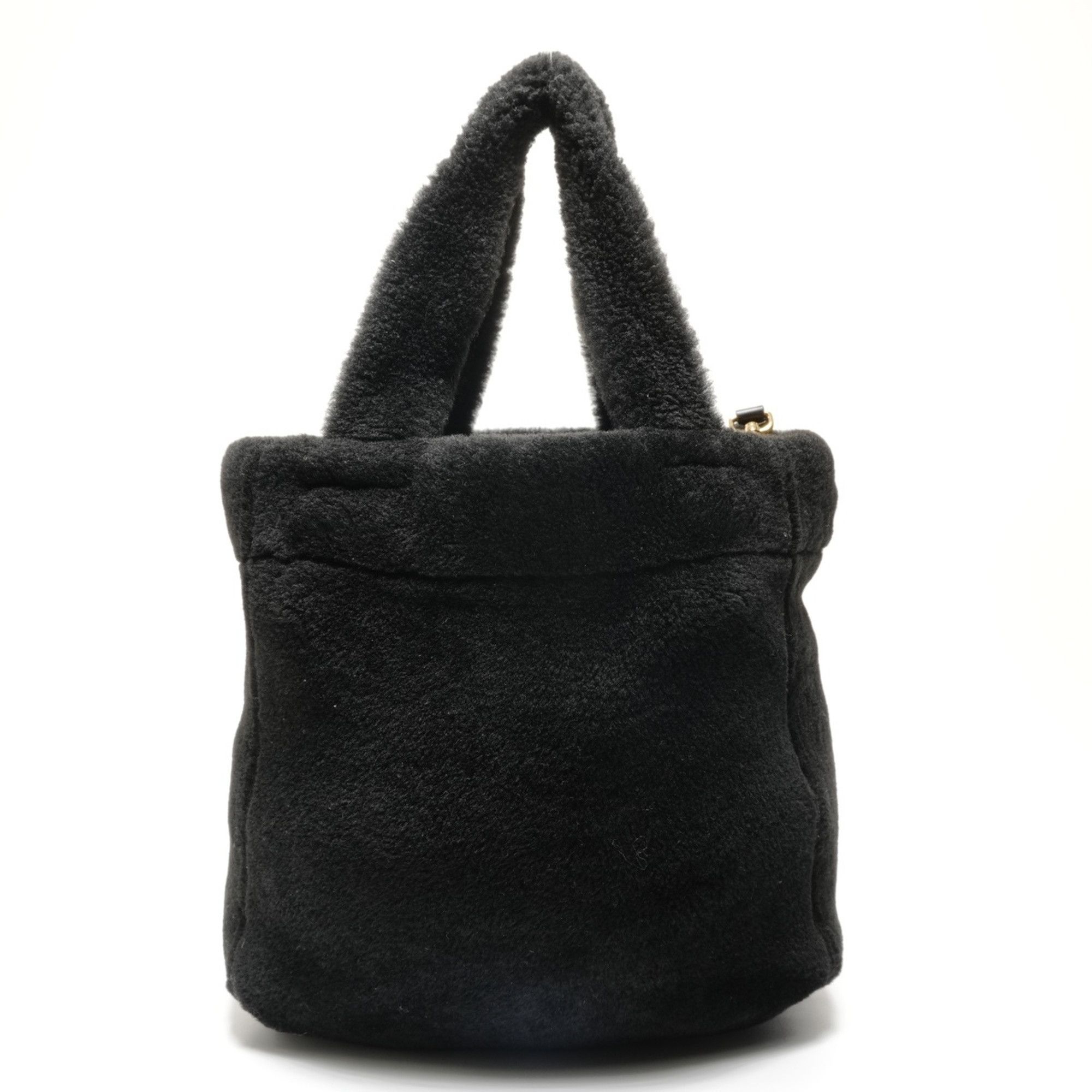 Prada Prada Shearling and Sheepfur Logo 2-Way Handbag, Black, WS27109 Size ONE SIZE - 4 Thumbnail