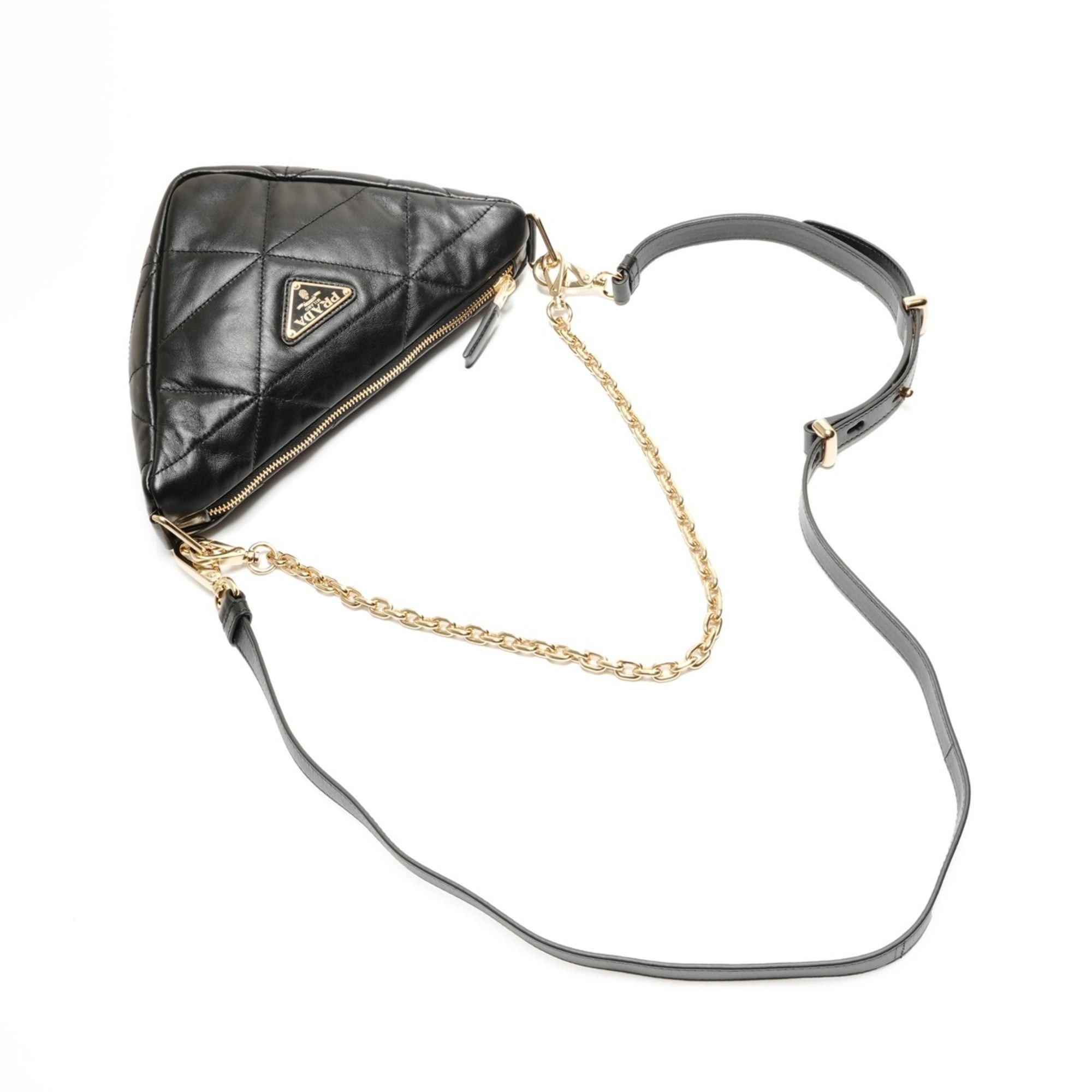 Prada Prada Nappa Leather Quilted Triangle Shoulder Bag, Black, WS26291 Size ONE SIZE - 8 Thumbnail