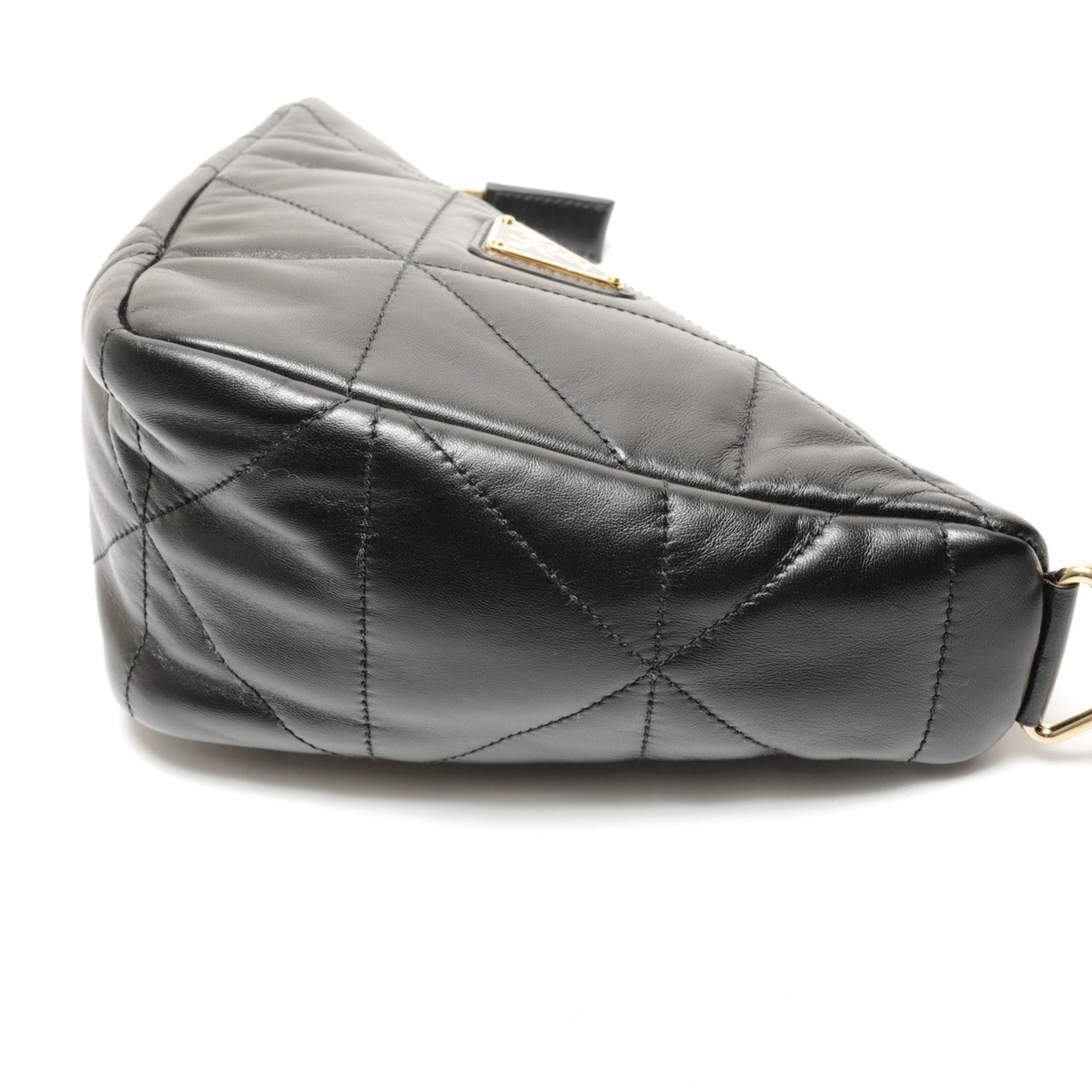 Prada Prada Nappa Leather Quilted Triangle Shoulder Bag, Black, WS26291 Size ONE SIZE - 6 Thumbnail