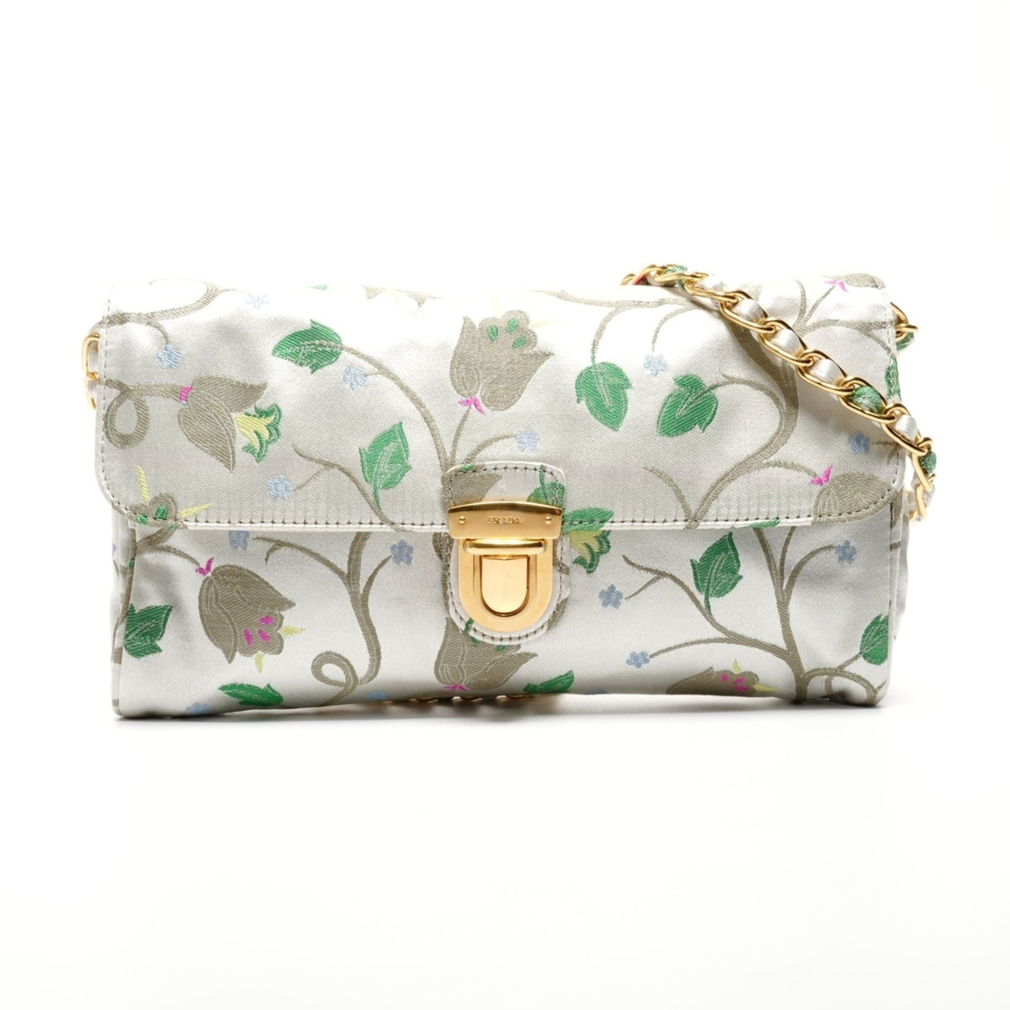 Prada Prada Brocade Floral Chain Strap Shoulder Bag, Gray, WS26826 Size ONE SIZE - 2 Thumbnail