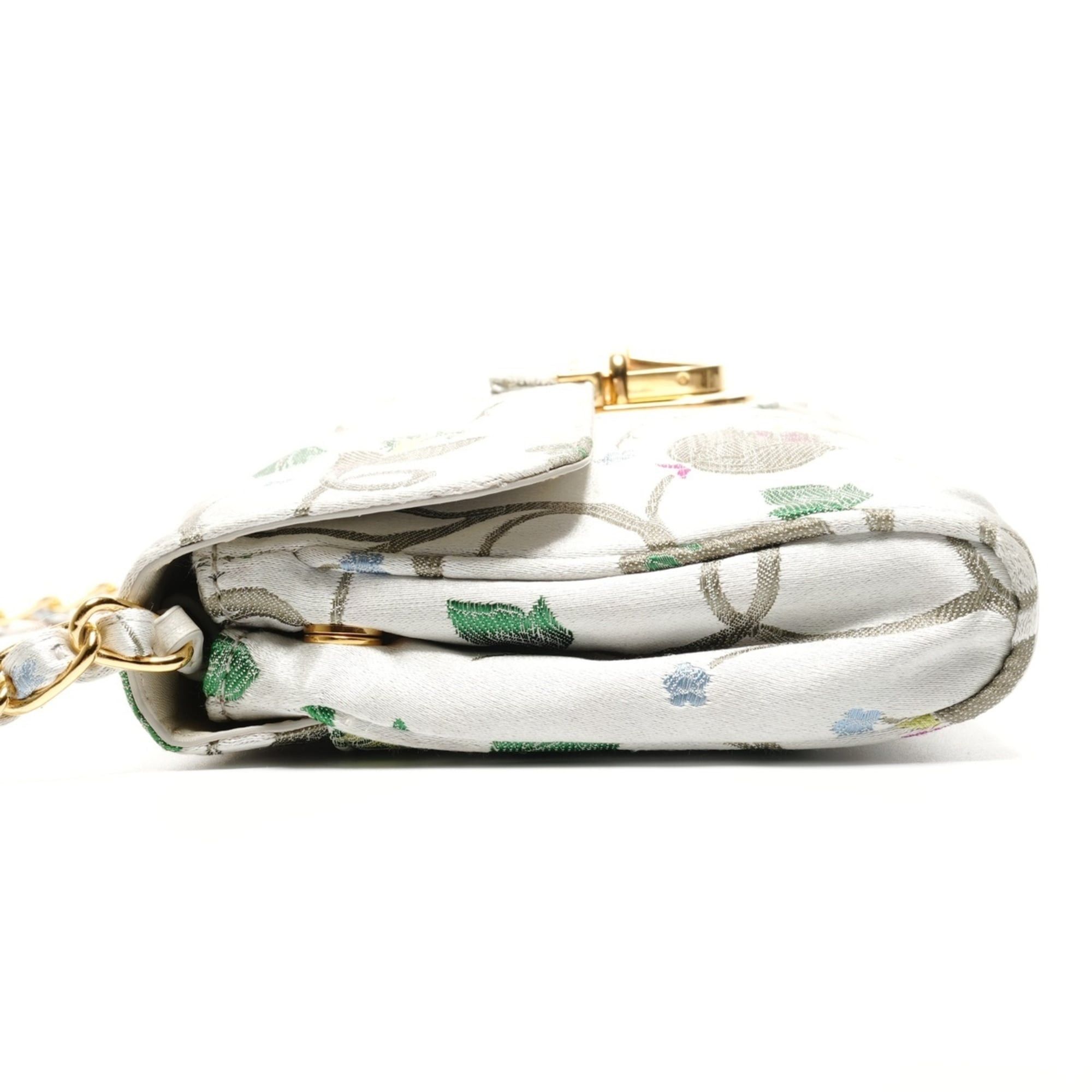 Prada Prada Brocade Floral Chain Strap Shoulder Bag, Gray, WS26826 Size ONE SIZE - 4 Thumbnail
