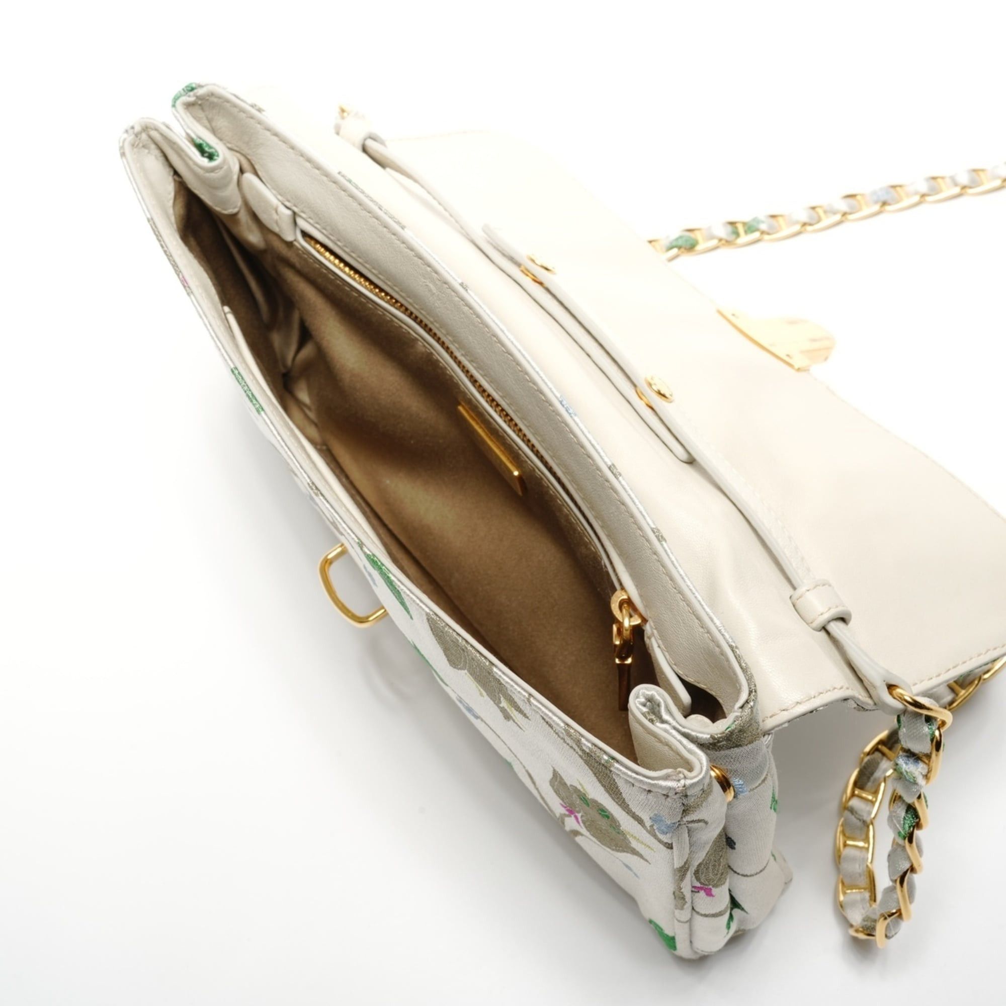 Prada Prada Brocade Floral Chain Strap Shoulder Bag, Gray, WS26826 Size ONE SIZE - 12 Thumbnail