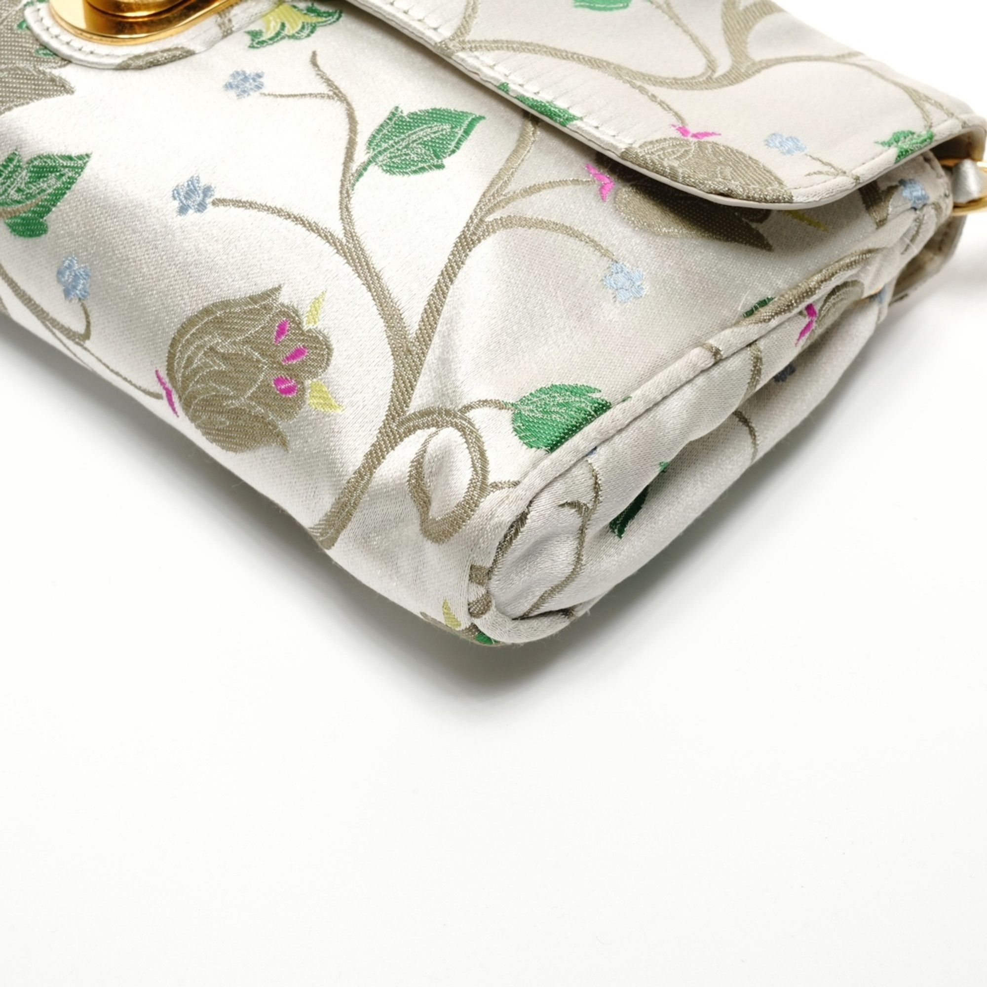 Prada Prada Brocade Floral Chain Strap Shoulder Bag, Gray, WS26826 Size ONE SIZE - 7 Thumbnail