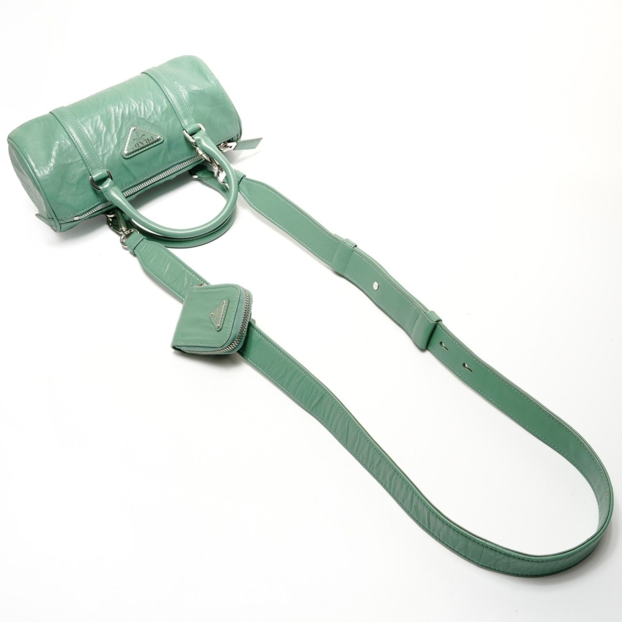 Prada Prada Nappa Vintage Mini Boston Bag, 2-Way Leather Shoulder Green, WS25521 Size ONE SIZE - 8 Thumbnail