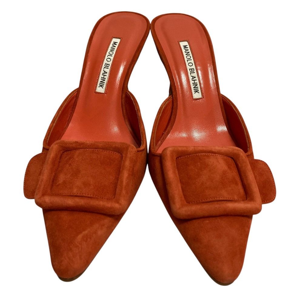 Manolo Blahnik Manolo Blahnik Manolo Blahnik Maysale Leather Mules Leather Shoes DUTY FREE for USA Size ONE SIZE - 2 Thumbnail