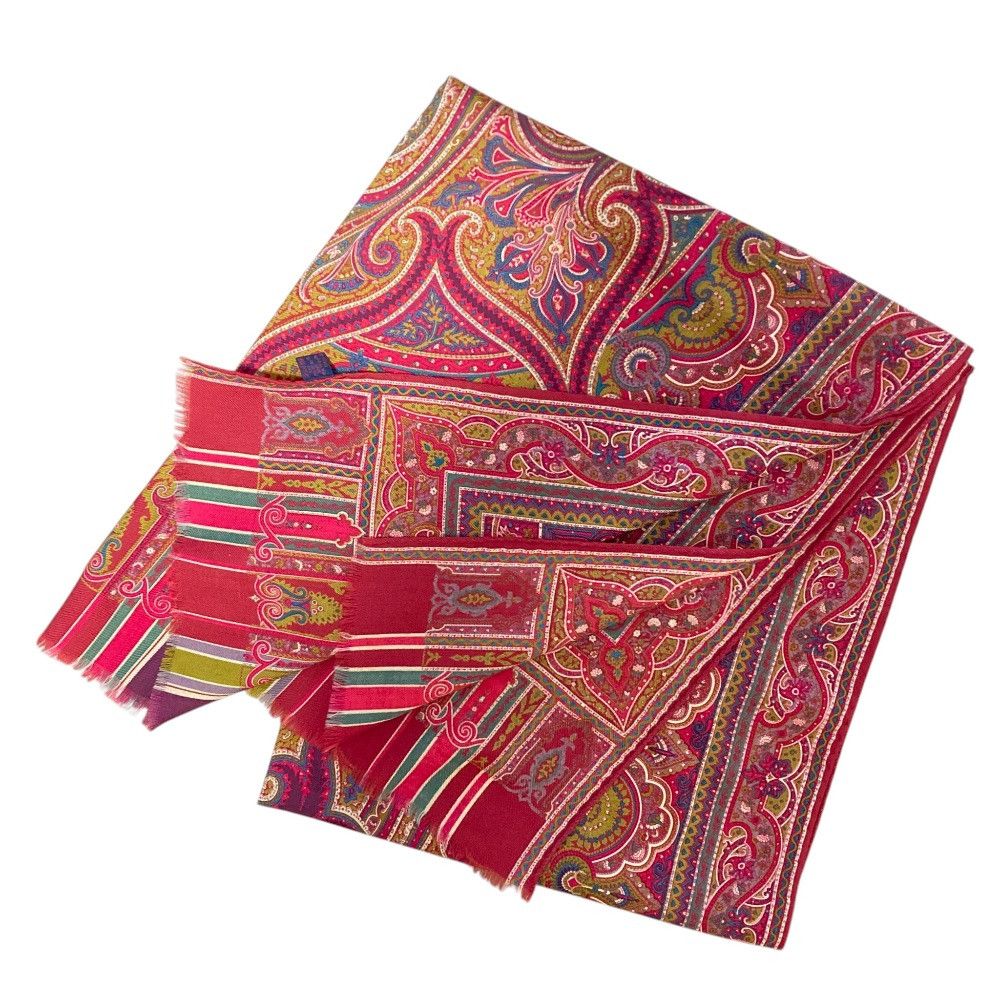 Etro Etro Etro Paisley Wool Silk Stole Textile Scarf DUTY FREE for USA Size ONE SIZE - 2 Thumbnail