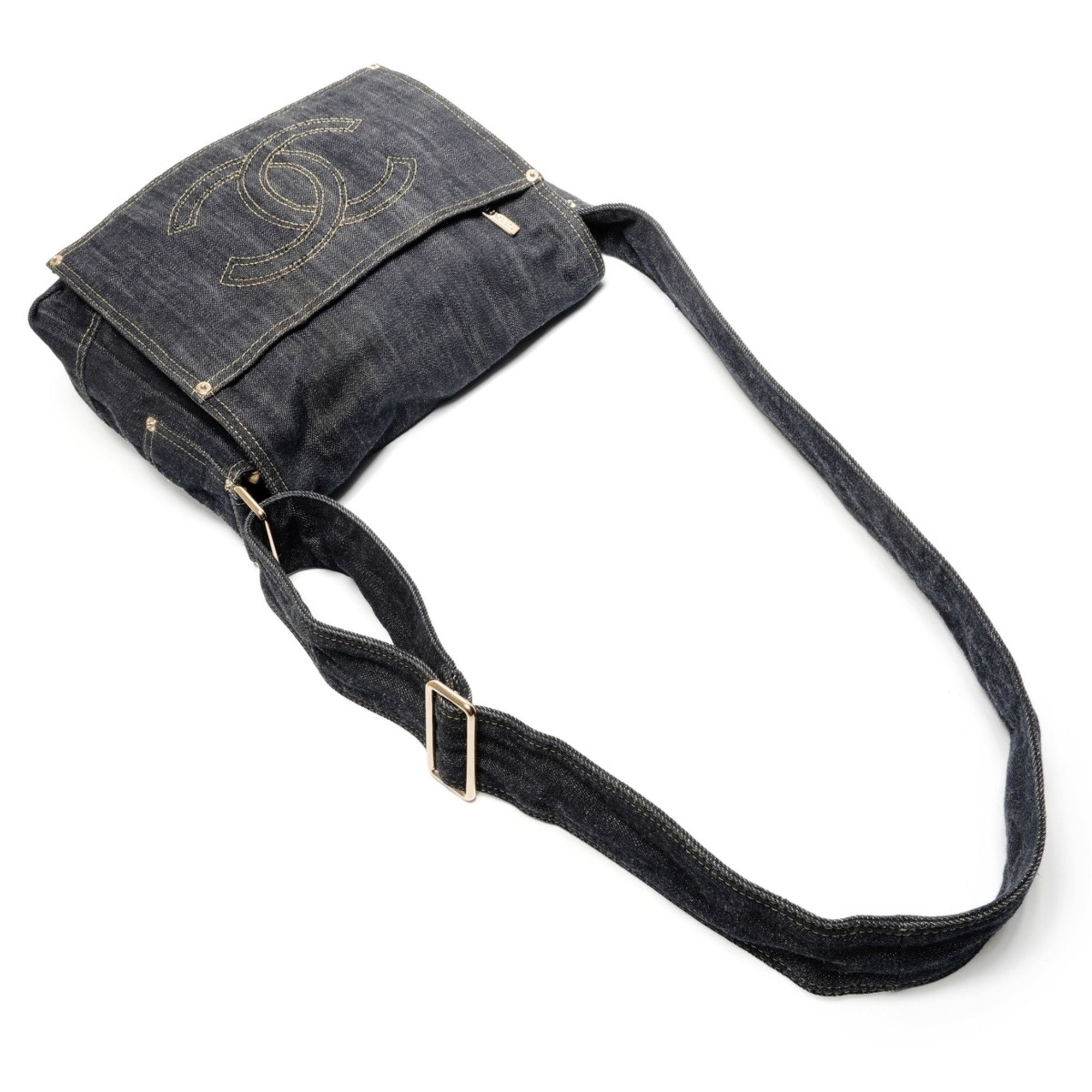 Chanel CHANEL Coco Mark Sparkling Denim Shoulder Bag Blue WS27125 Size ONE SIZE - 9 Thumbnail