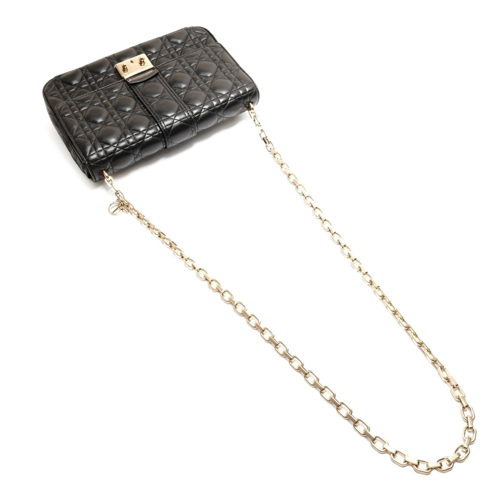 Dior Christian Dior Leather Chain New Lock Flap Shoulder Bag, Black, WS25905 Size ONE SIZE - 8 Thumbnail