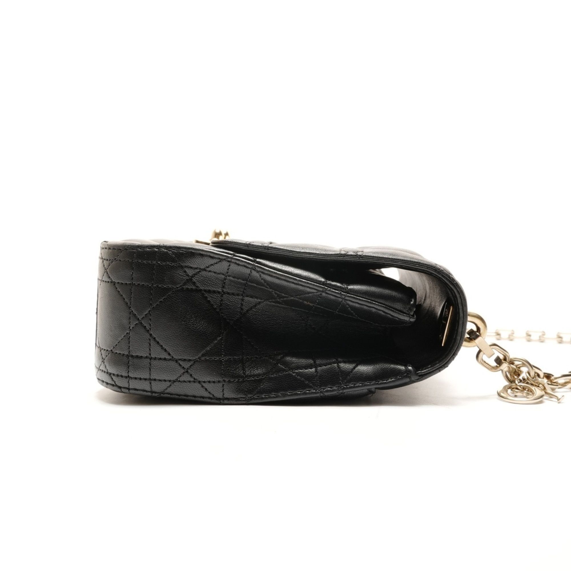 Dior Christian Dior Leather Chain New Lock Flap Shoulder Bag, Black, WS25905 Size ONE SIZE - 4 Thumbnail