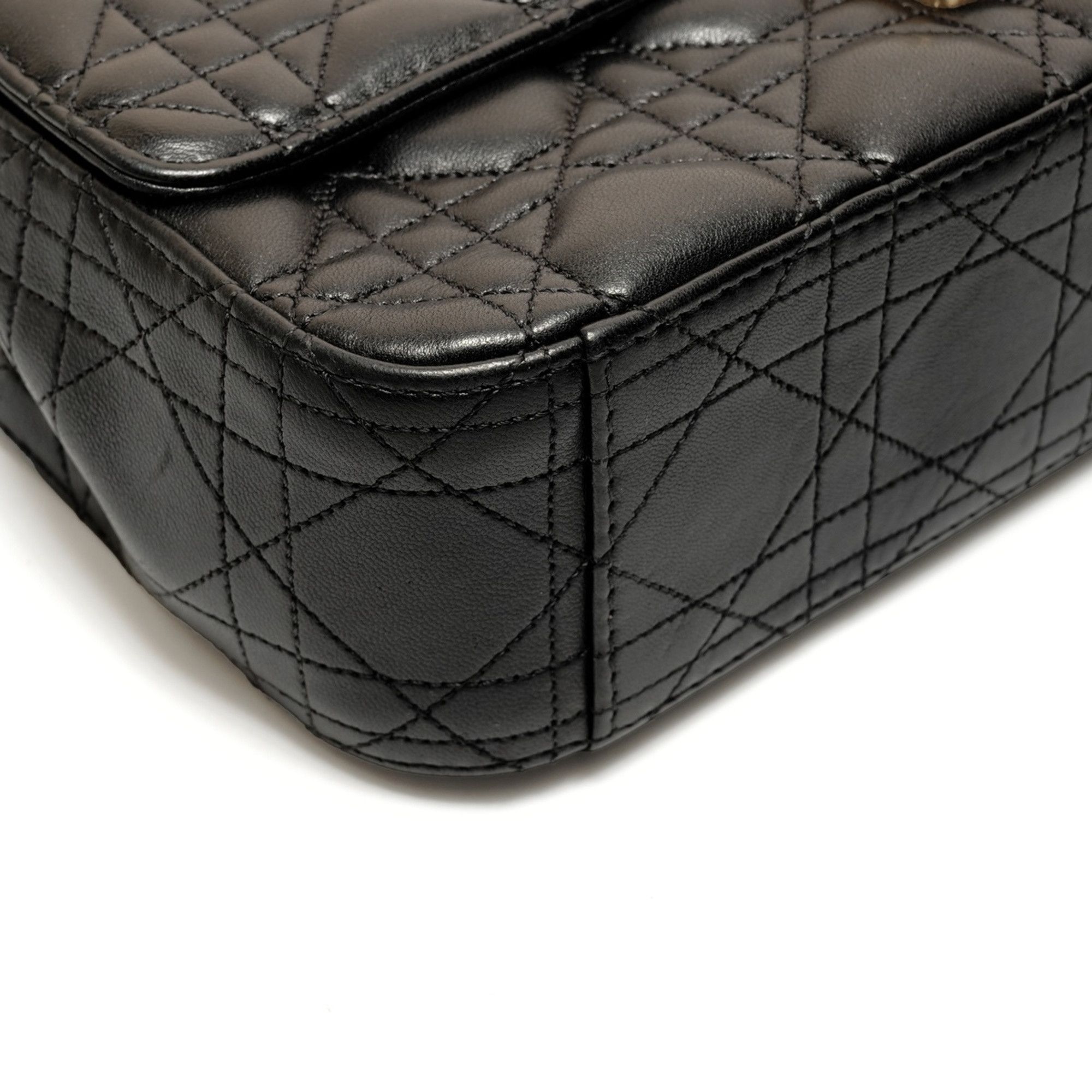 Dior Christian Dior Leather Chain New Lock Flap Shoulder Bag, Black, WS25905 Size ONE SIZE - 5 Thumbnail