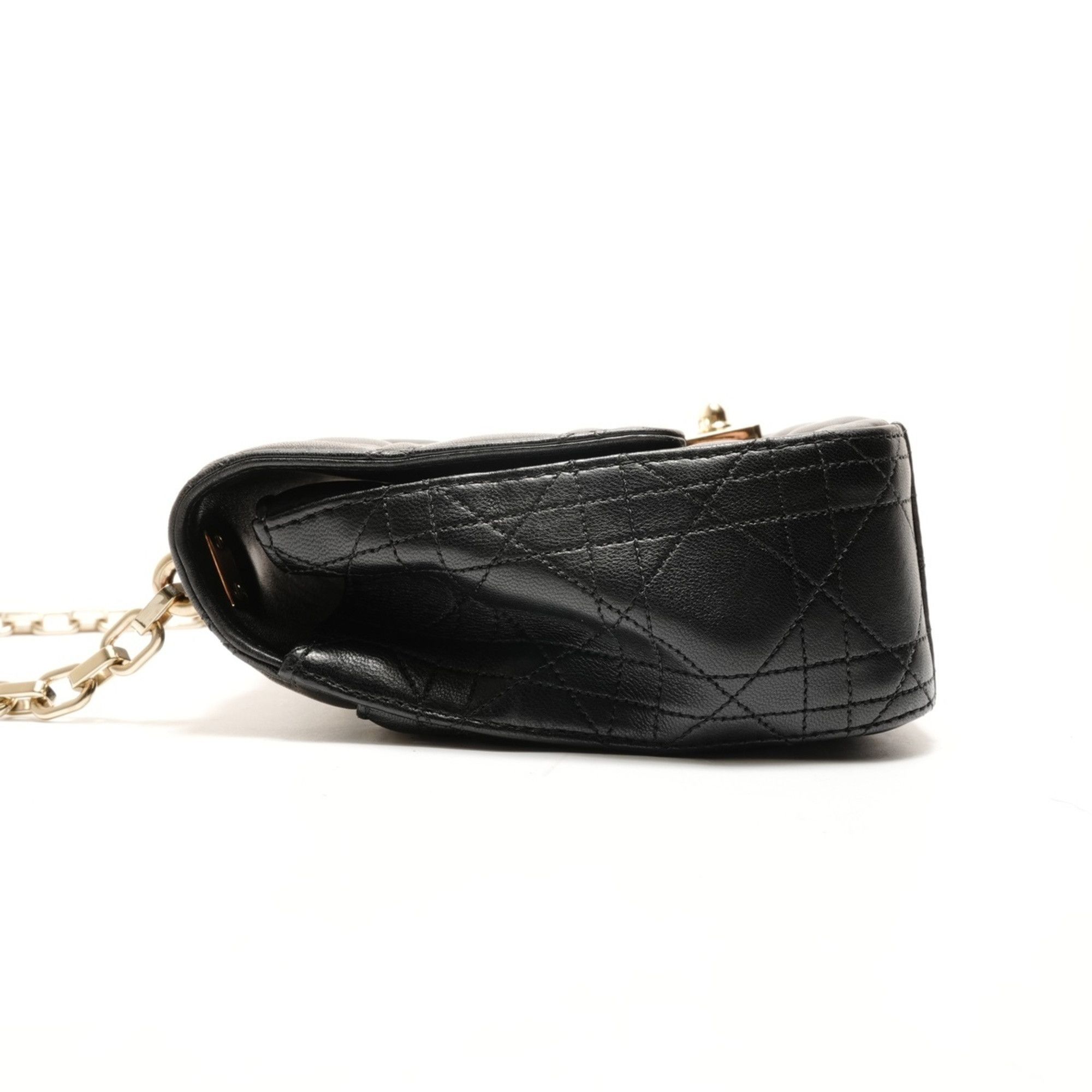 Dior Christian Dior Leather Chain New Lock Flap Shoulder Bag, Black, WS25905 Size ONE SIZE - 3 Thumbnail