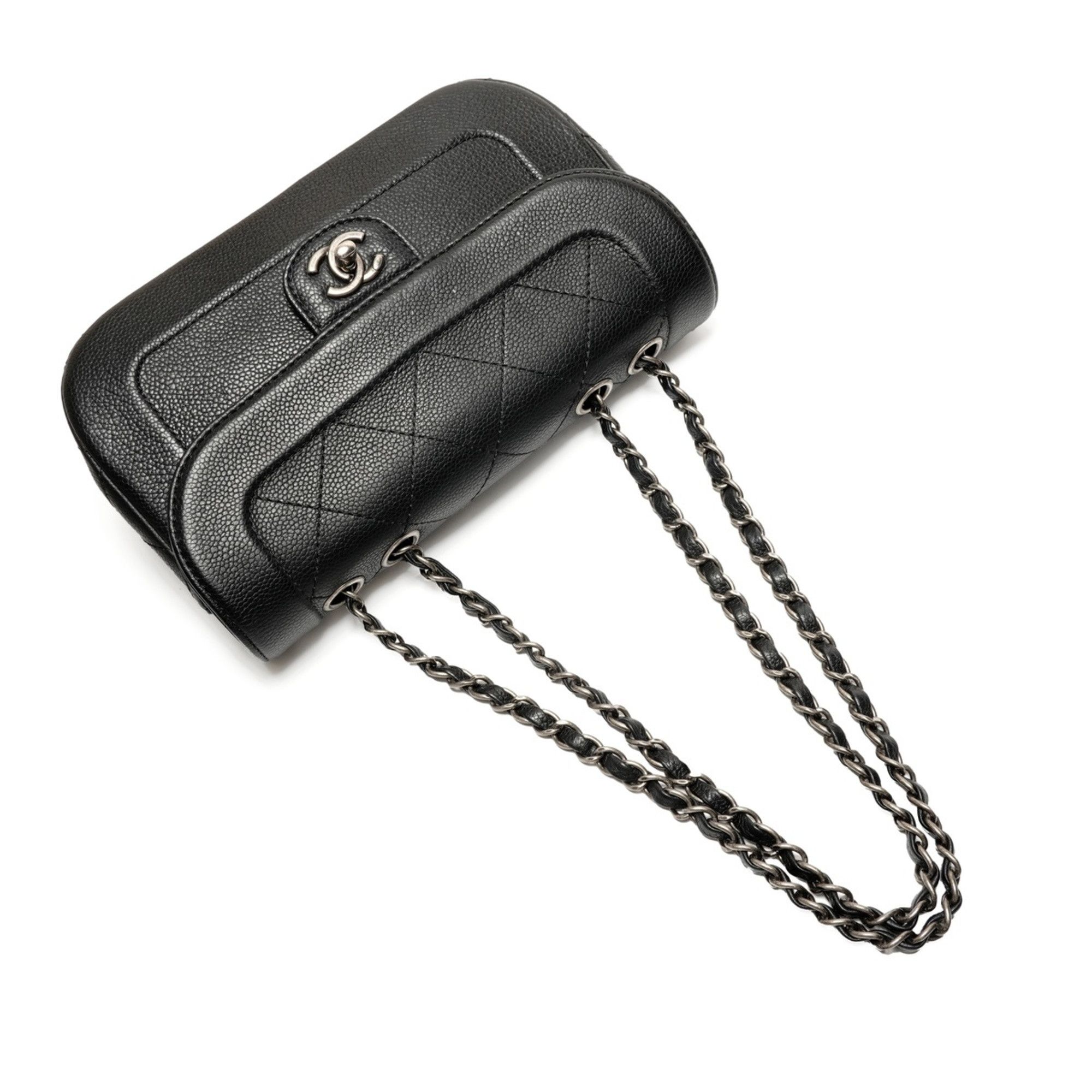 Chanel CHANEL Caviar Matelasse Single Flap Shoulder Bag, Black, WS26369 Size ONE SIZE - 10 Thumbnail