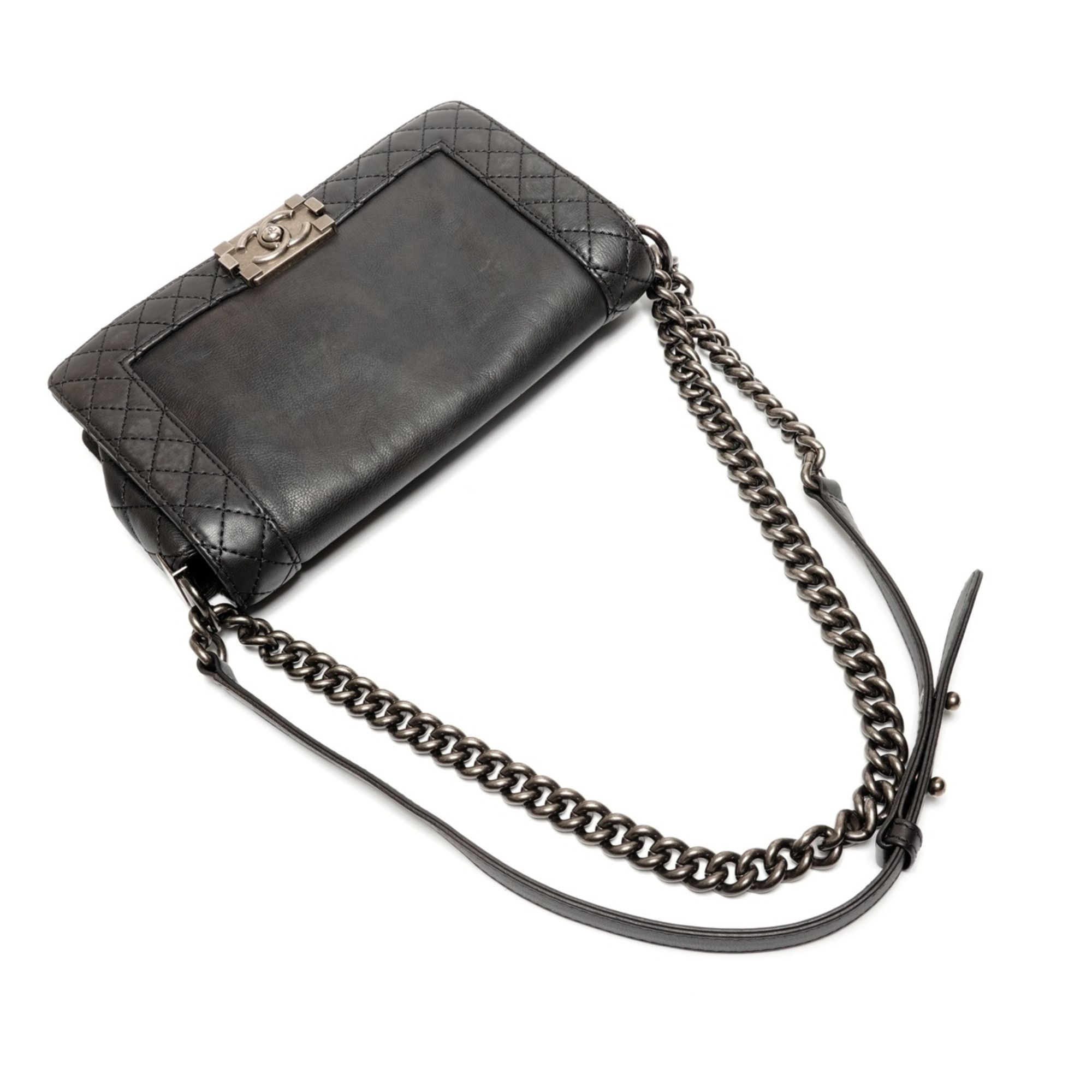 Chanel CHANEL Boy Chanel Gunmetal Chain Shoulder Bag 2013-2015 Black WS27137 Size ONE SIZE - 11 Thumbnail