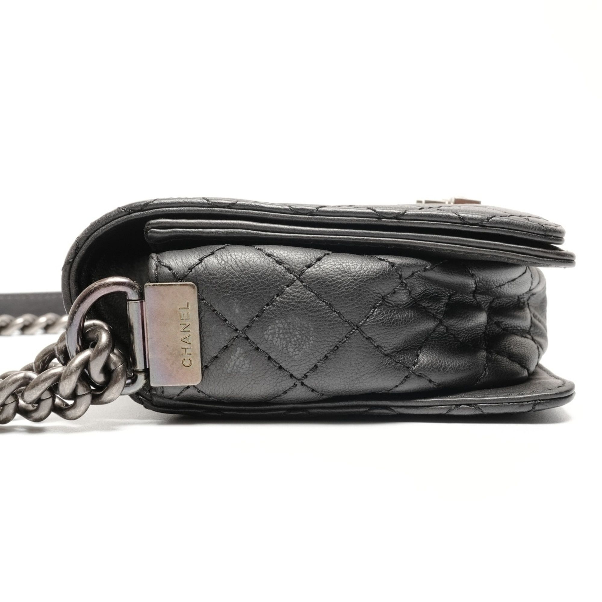 Chanel CHANEL Boy Chanel Gunmetal Chain Shoulder Bag 2013-2015 Black WS27137 Size ONE SIZE - 4 Thumbnail