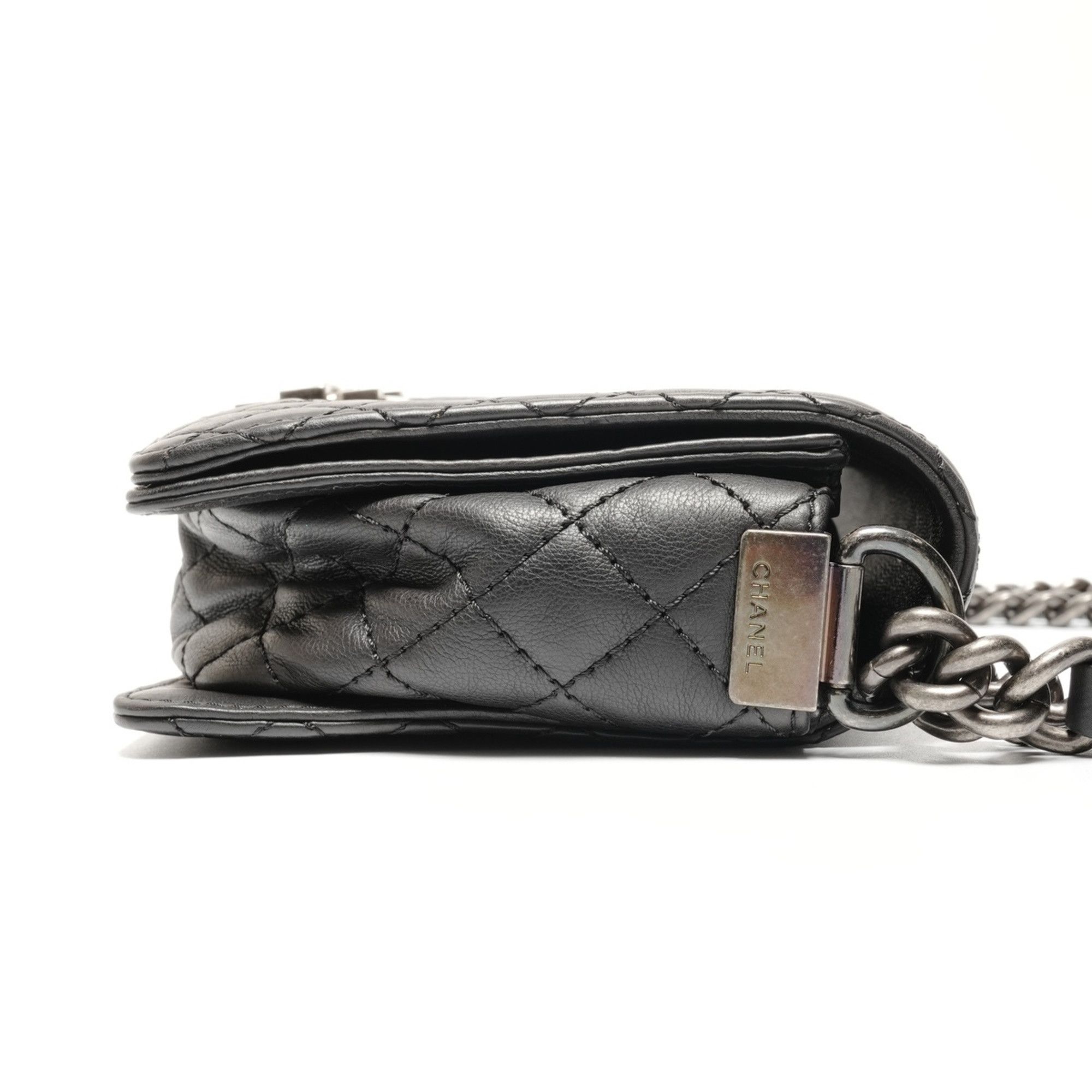 Chanel CHANEL Boy Chanel Gunmetal Chain Shoulder Bag 2013-2015 Black WS27137 Size ONE SIZE - 5 Thumbnail