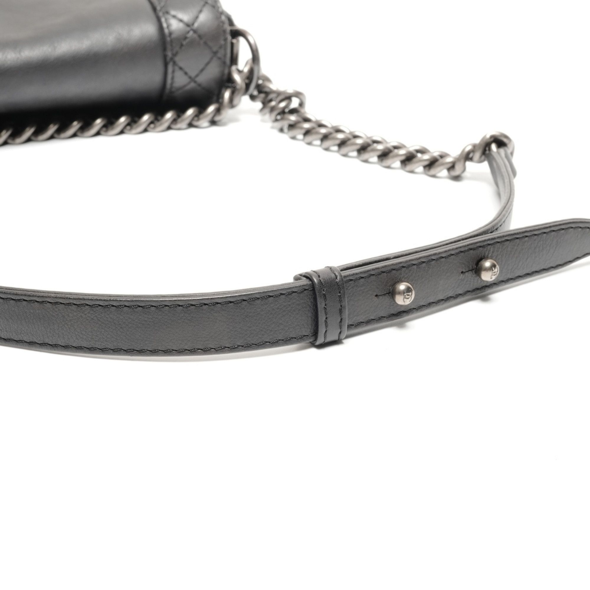Chanel CHANEL Boy Chanel Gunmetal Chain Shoulder Bag 2013-2015 Black WS27137 Size ONE SIZE - 15 Thumbnail