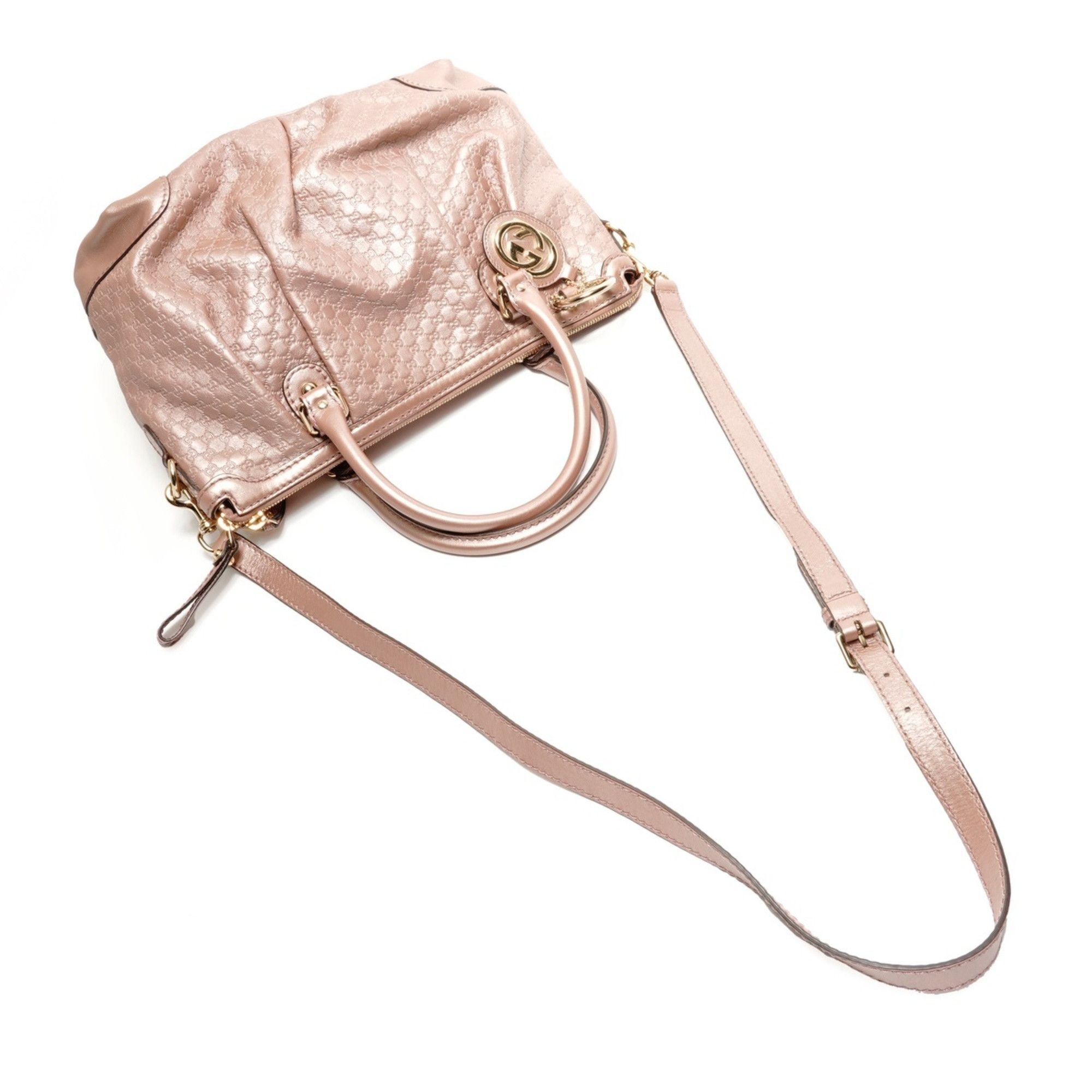 Gucci Gucci Micro GG Shima Leather Sukey 2-Way Shoulder Bag, Pink, WS26857 Size ONE SIZE - 8 Thumbnail