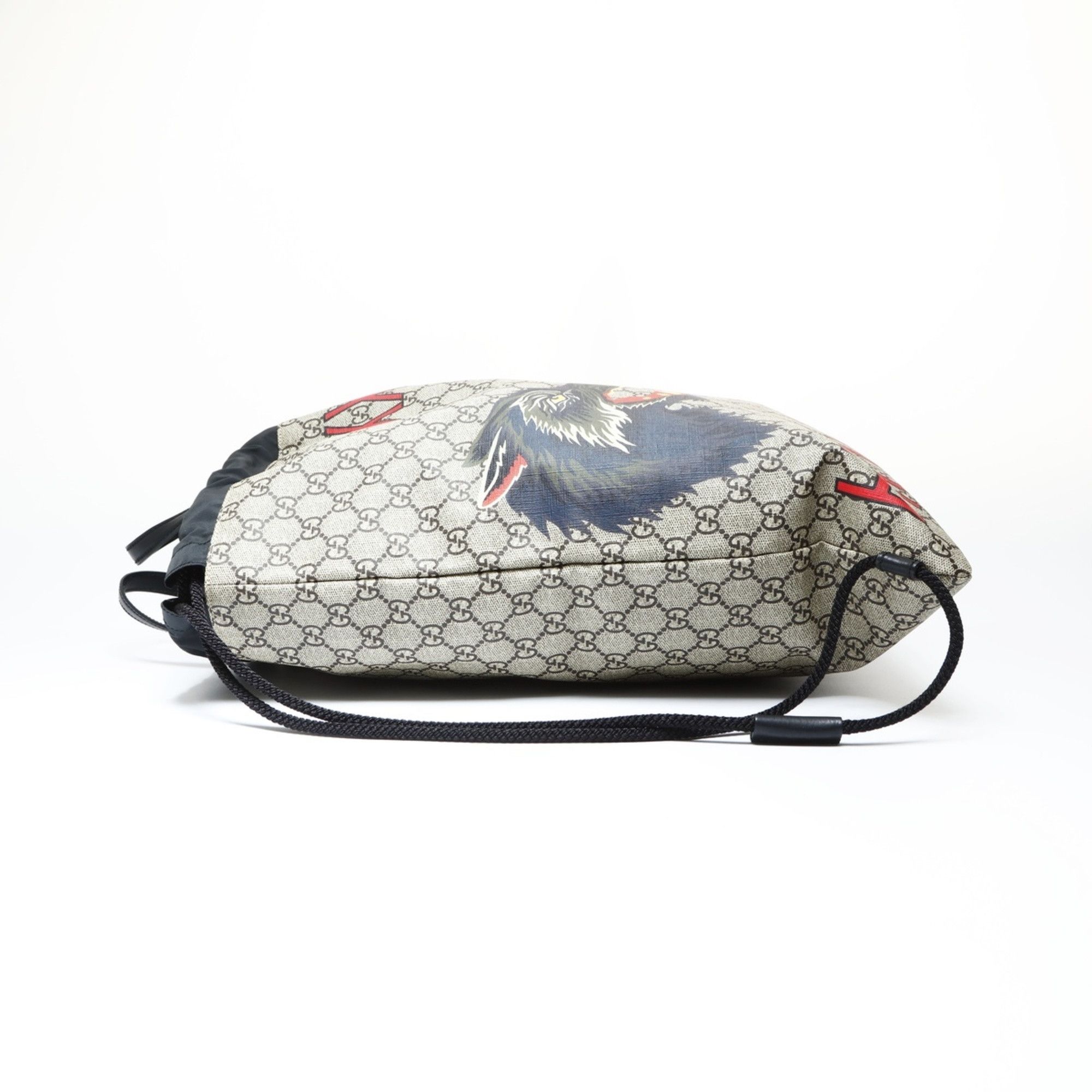 Gucci Gucci GG Supreme Drawstring Wolf Backpack, Brown, WS26935 Size ONE SIZE - 3 Thumbnail