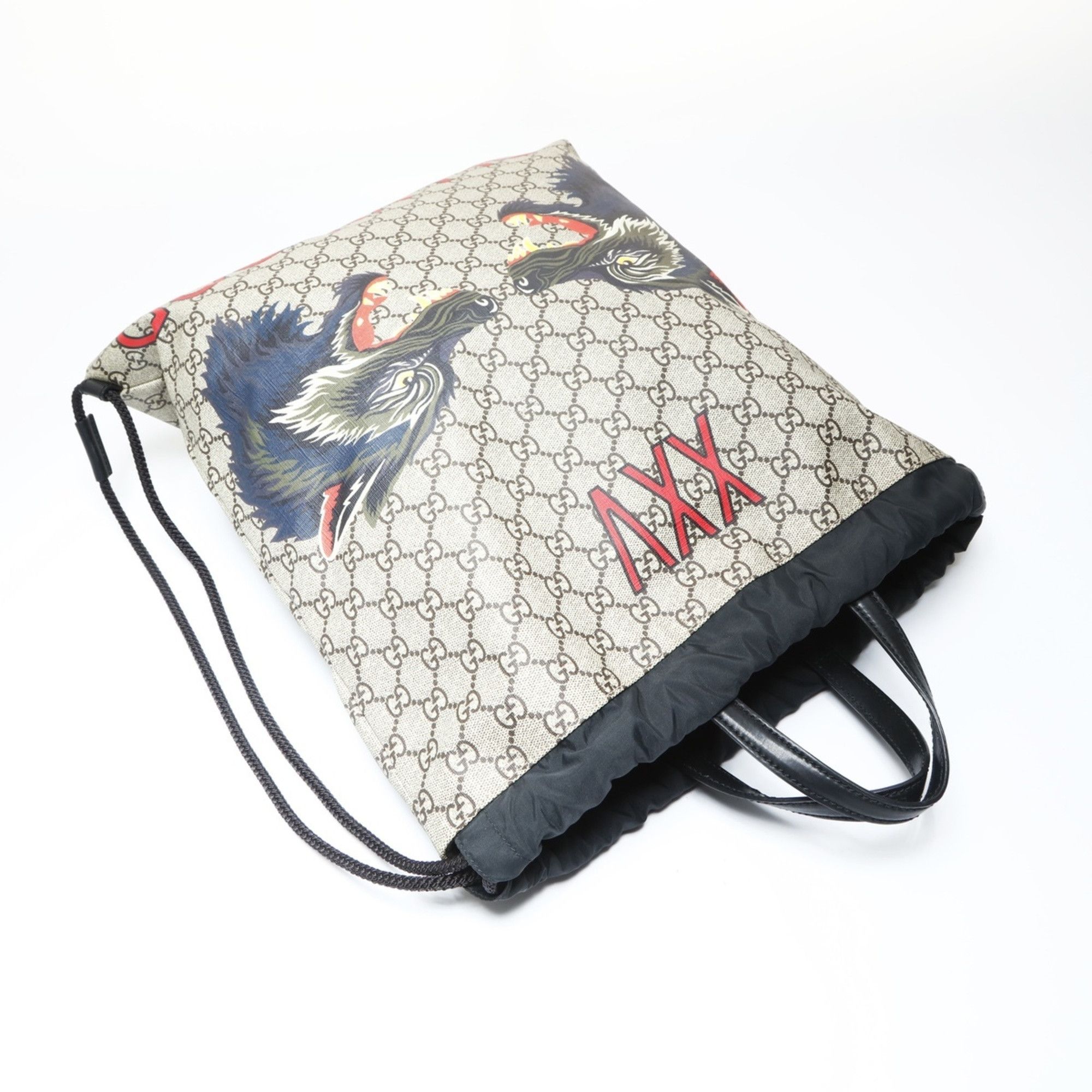 Gucci Gucci GG Supreme Drawstring Wolf Backpack, Brown, WS26935 Size ONE SIZE - 8 Thumbnail