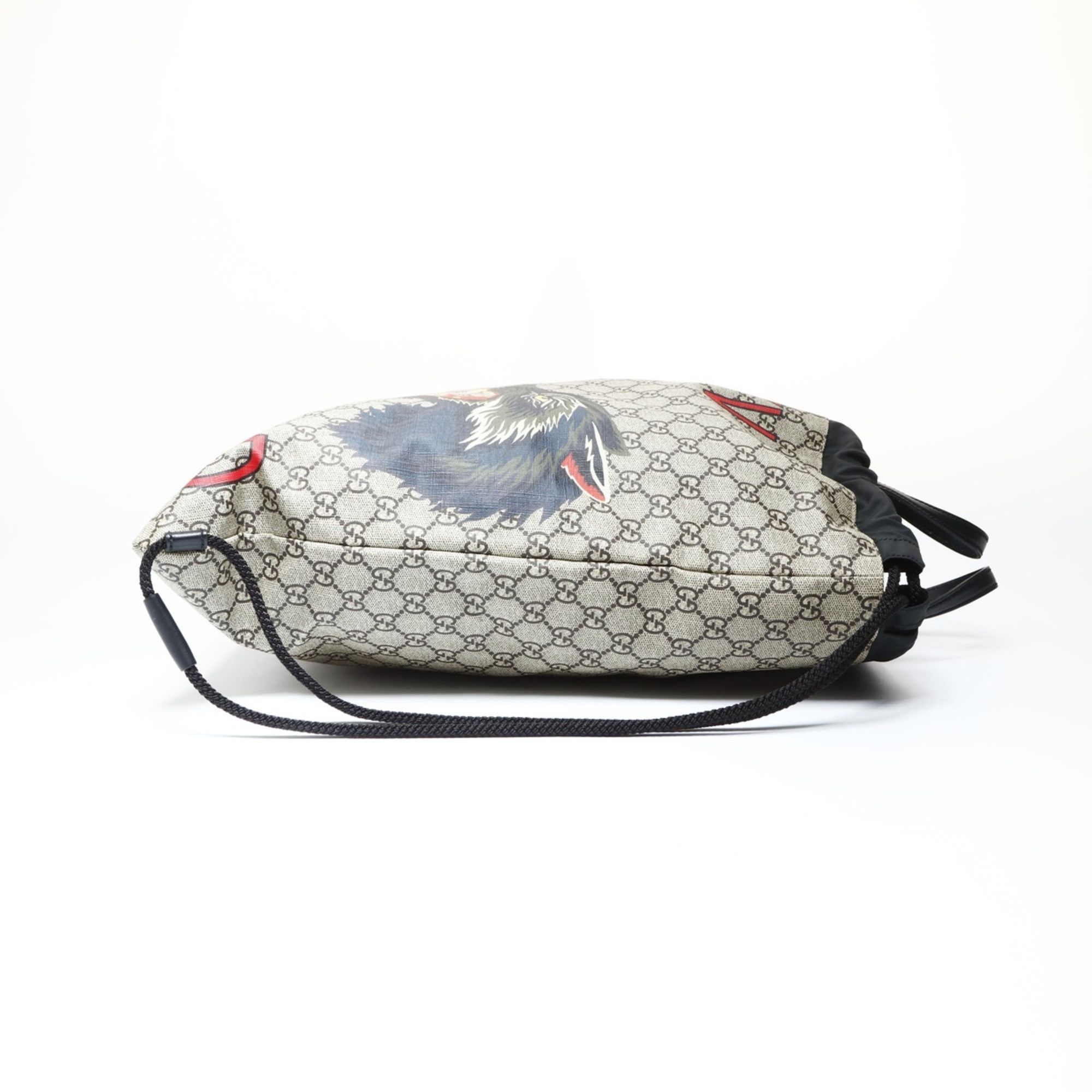 Gucci Gucci GG Supreme Drawstring Wolf Backpack, Brown, WS26935 Size ONE SIZE - 4 Thumbnail